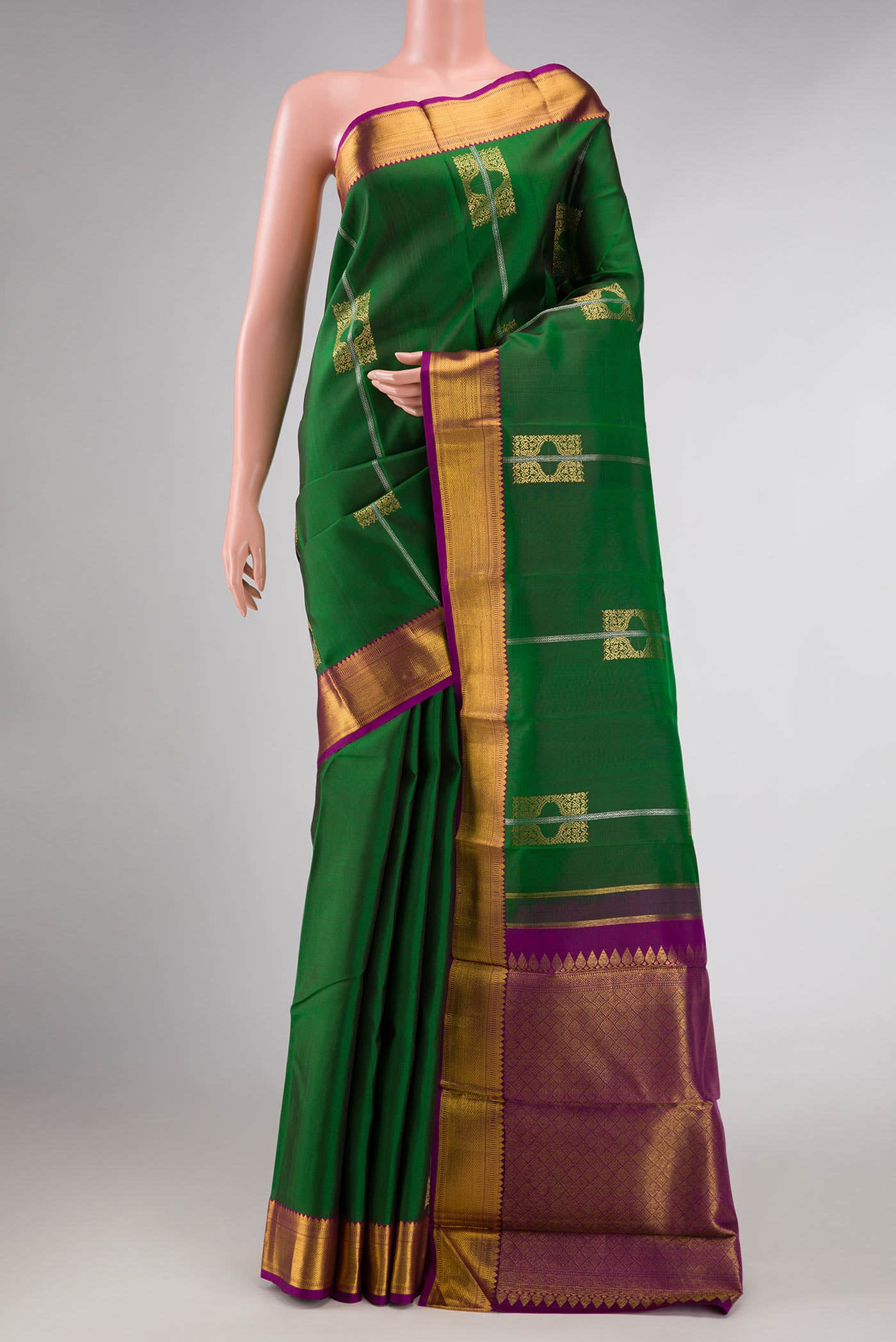 Green Dual Tone Kanchipuram Silk Saree