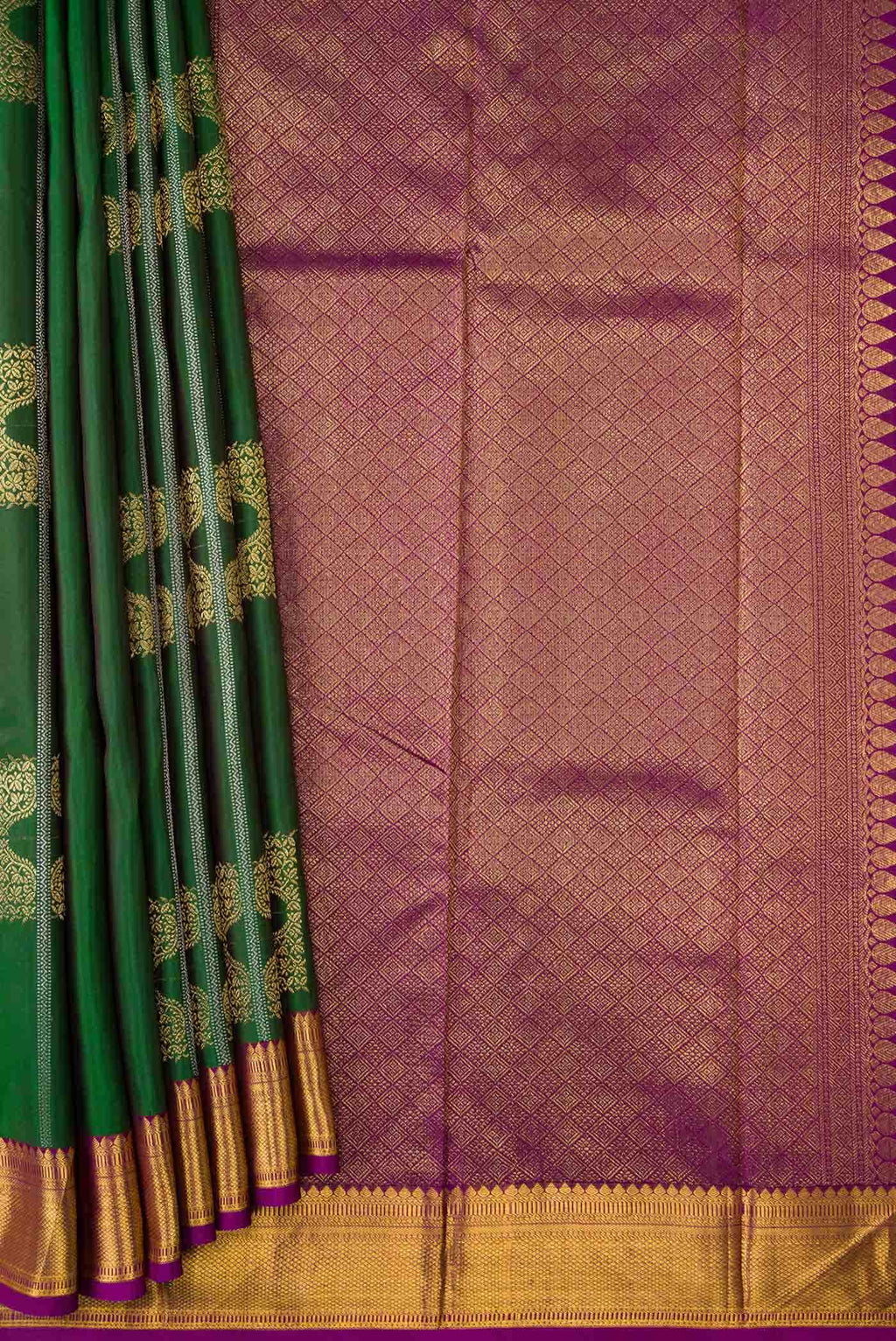 Green Dual Tone Kanchipuram Silk Saree
