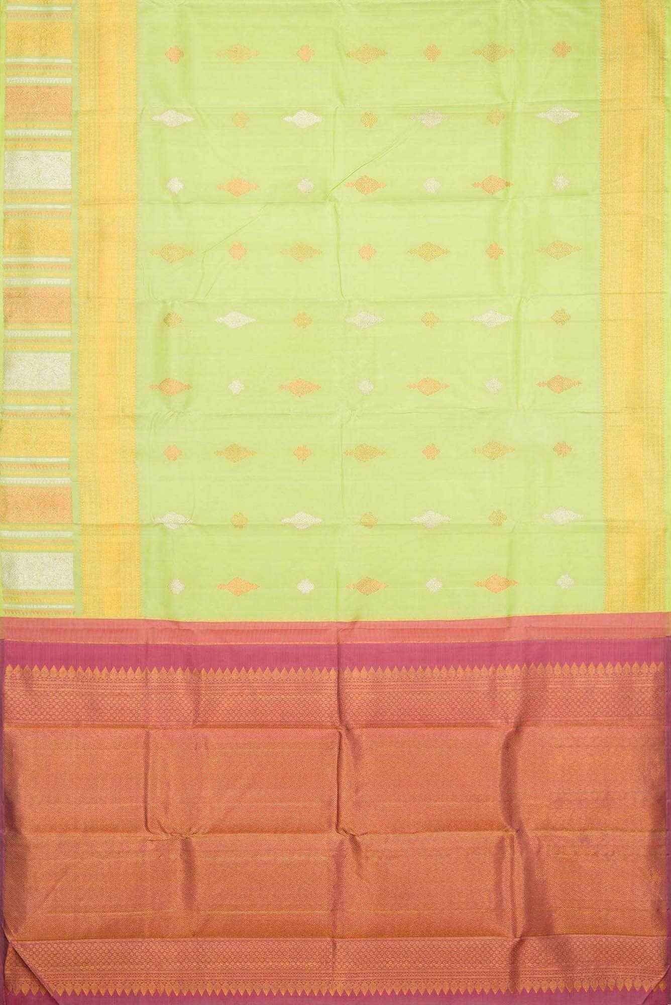 Parrot Green Dual Tone Kanchipuram Silk Saree