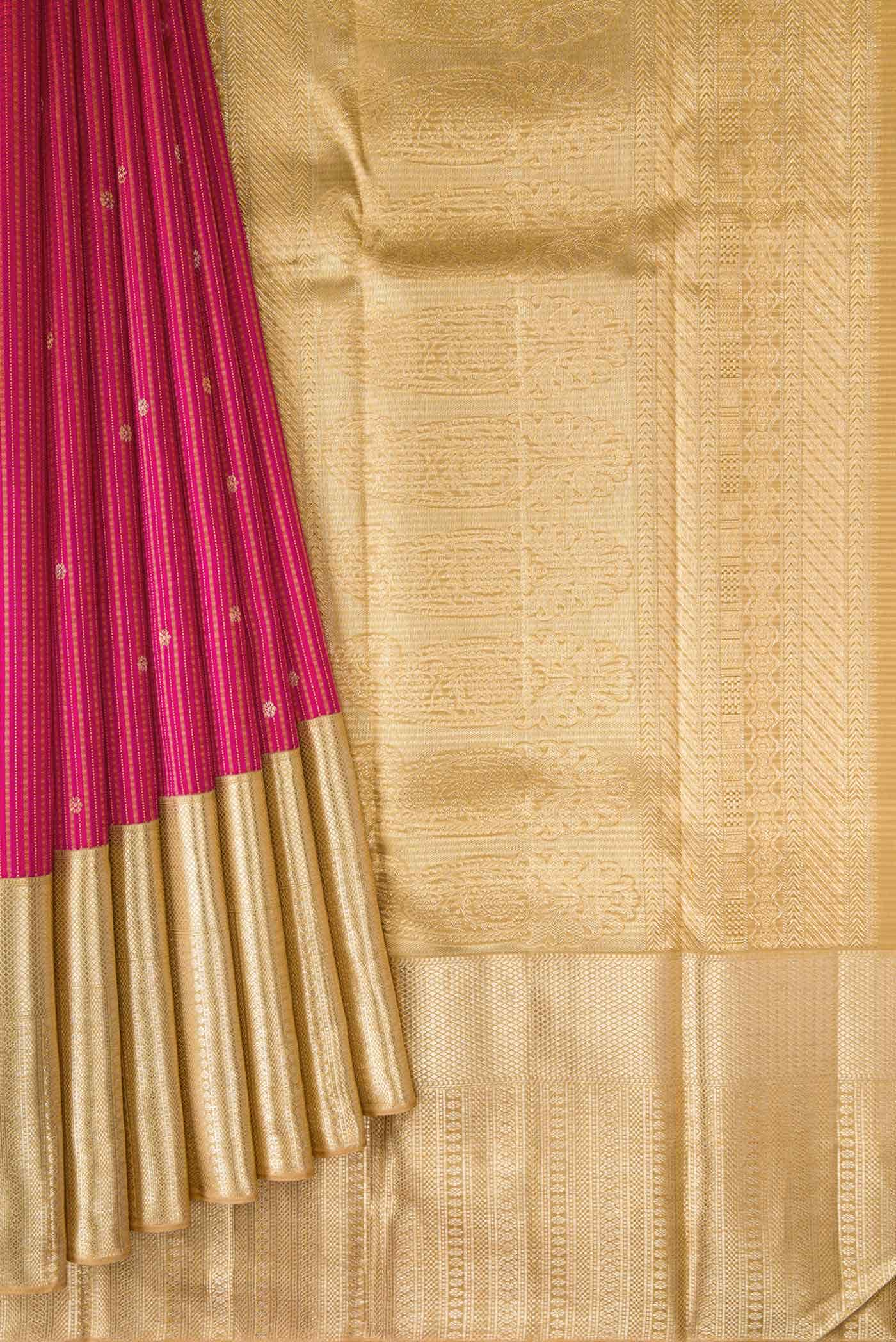 Pure Silk Pure Zari Pink Dual Tone Kanchipuram Saree