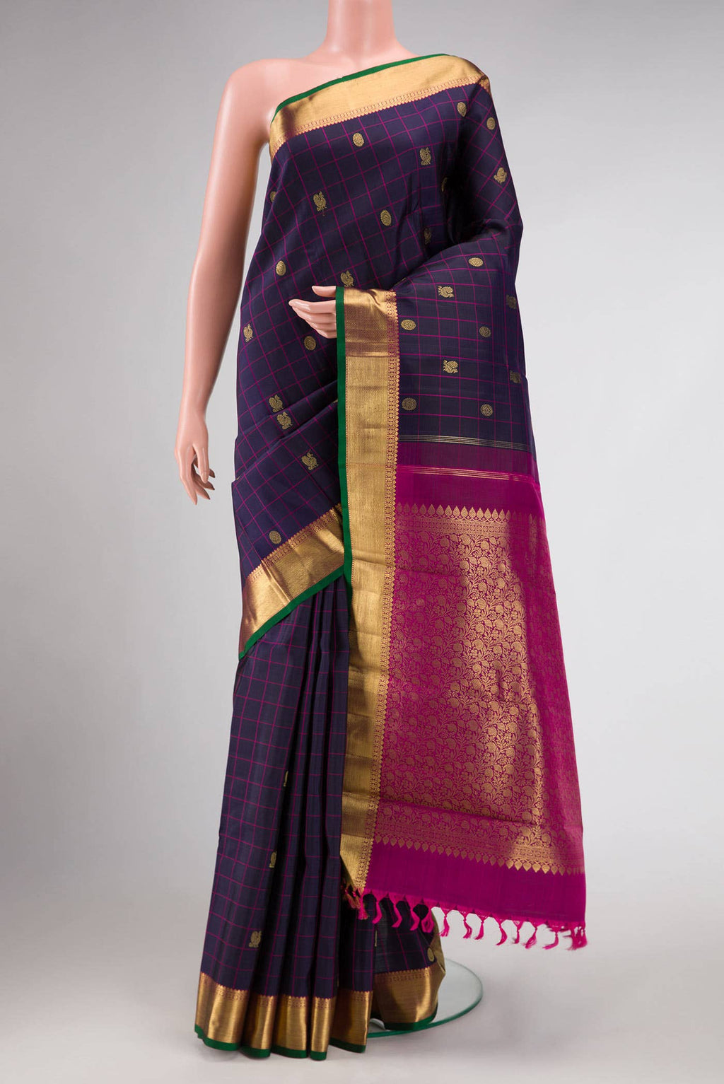Navy Blue Dual Tone Kanchipuram Silk Saree