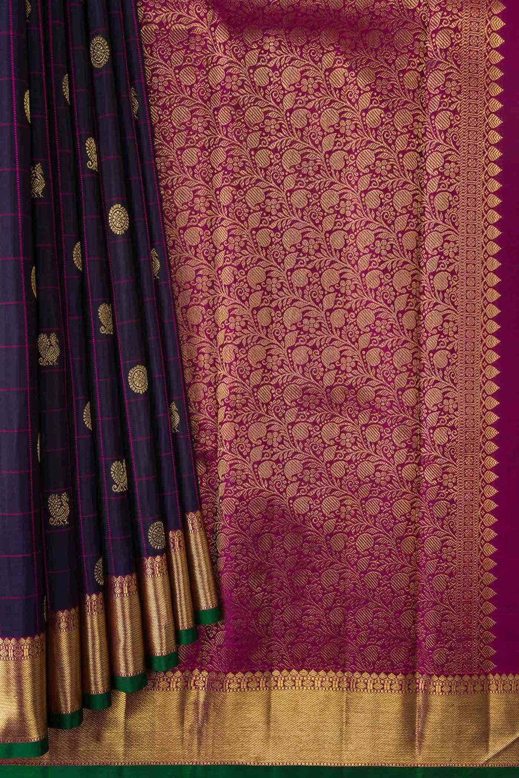 Navy Blue Dual Tone Kanchipuram Silk Saree