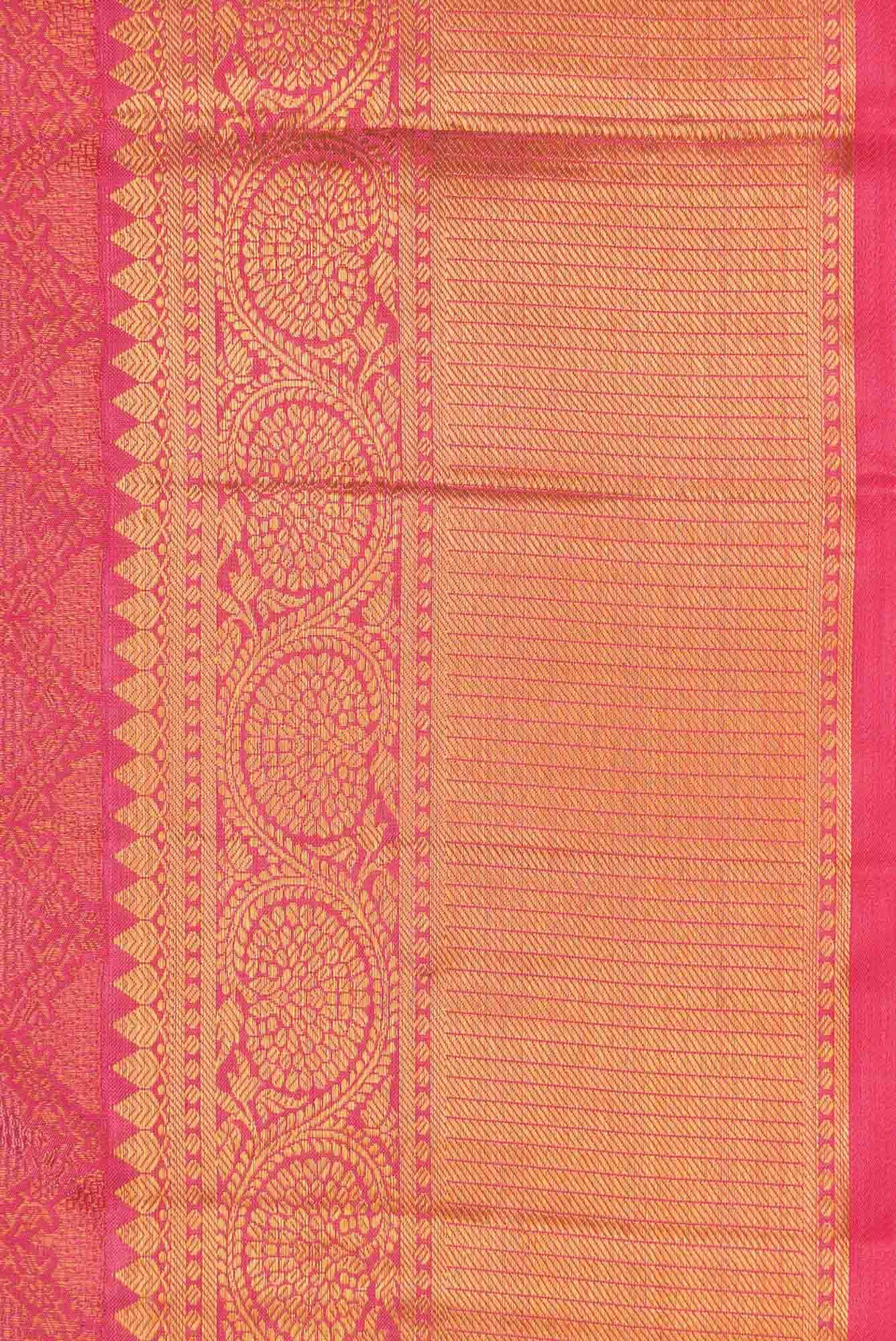 Pure Silk Pure Zari Peach Dual Tone Kanchipuram Saree