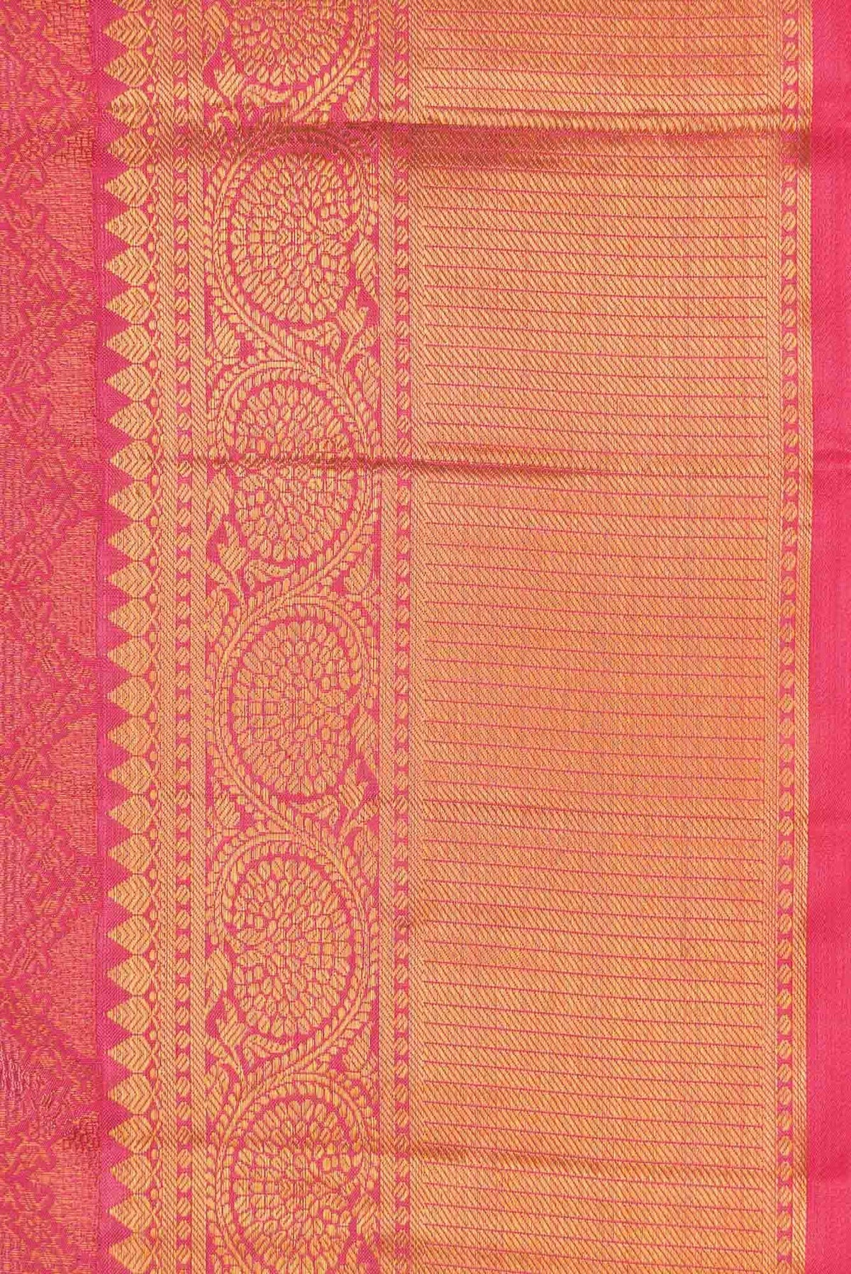 Pure Silk Pure Zari Peach Dual Tone Kanjivaram Saree
