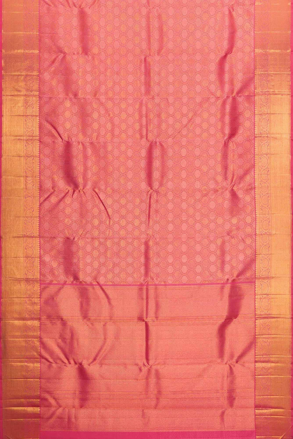 Pure Silk Pure Zari Peach Dual Tone Kanchipuram Saree