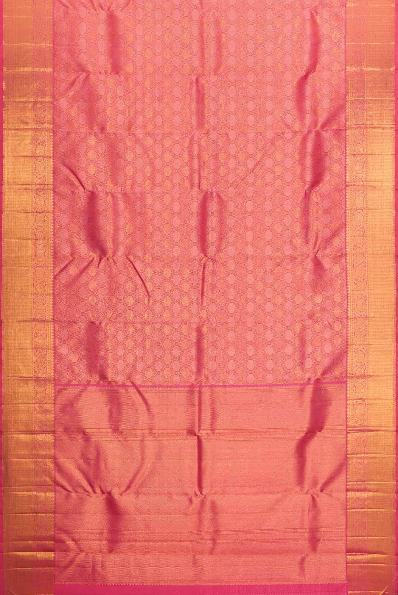 Pure Silk Pure Zari Peach Dual Tone Kanchipuram Saree