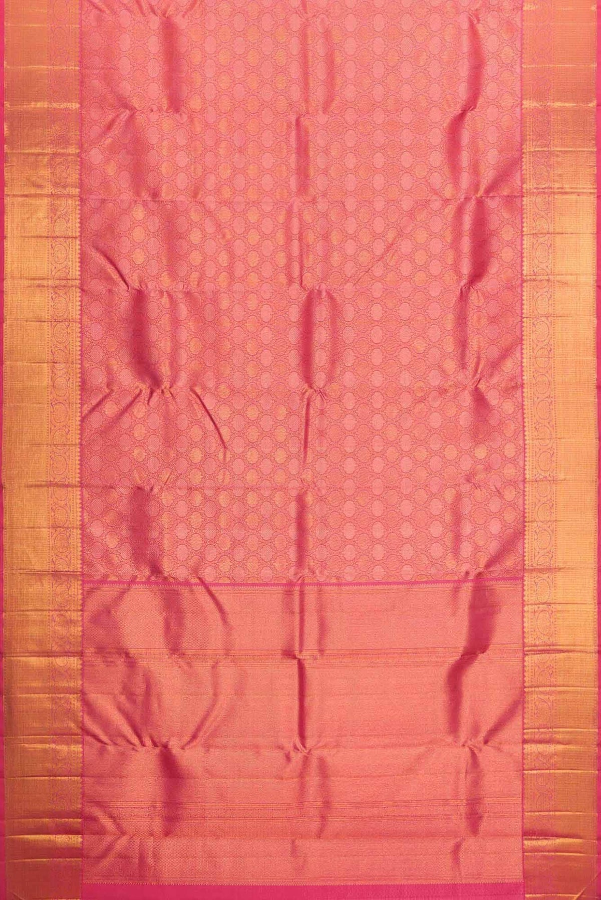 Pure Silk Pure Zari Peach Dual Tone Kanjivaram Saree