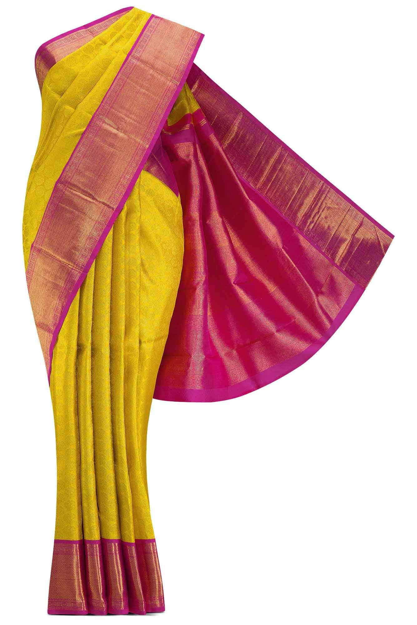 Yellow Dual Tone Kanchipuram Silk Saree
