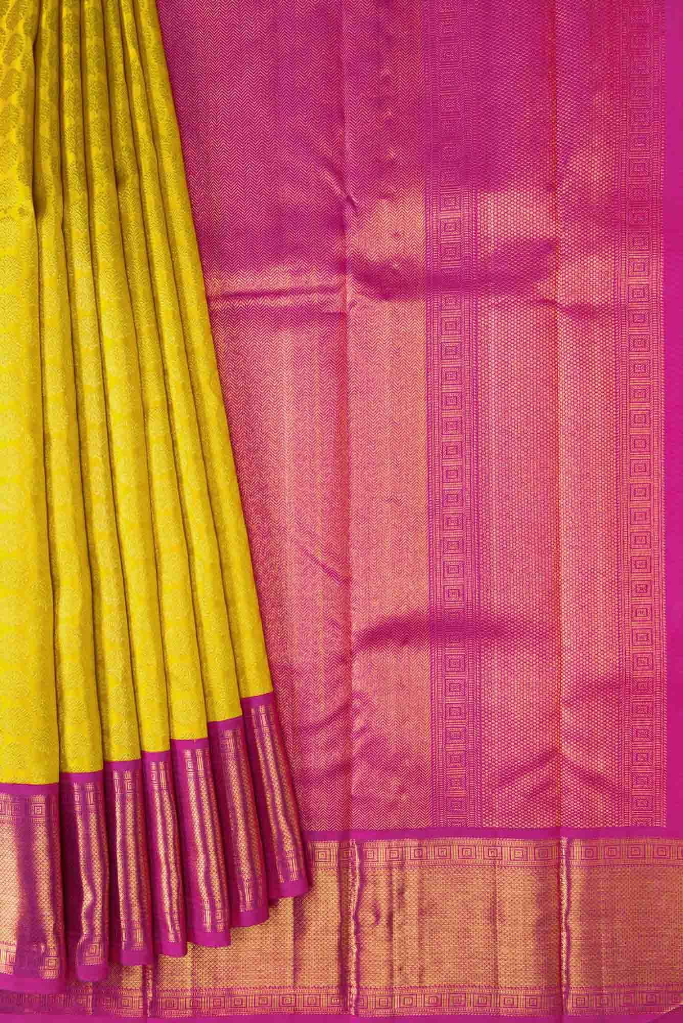 Yellow Dual Tone Kanchipuram Silk Saree