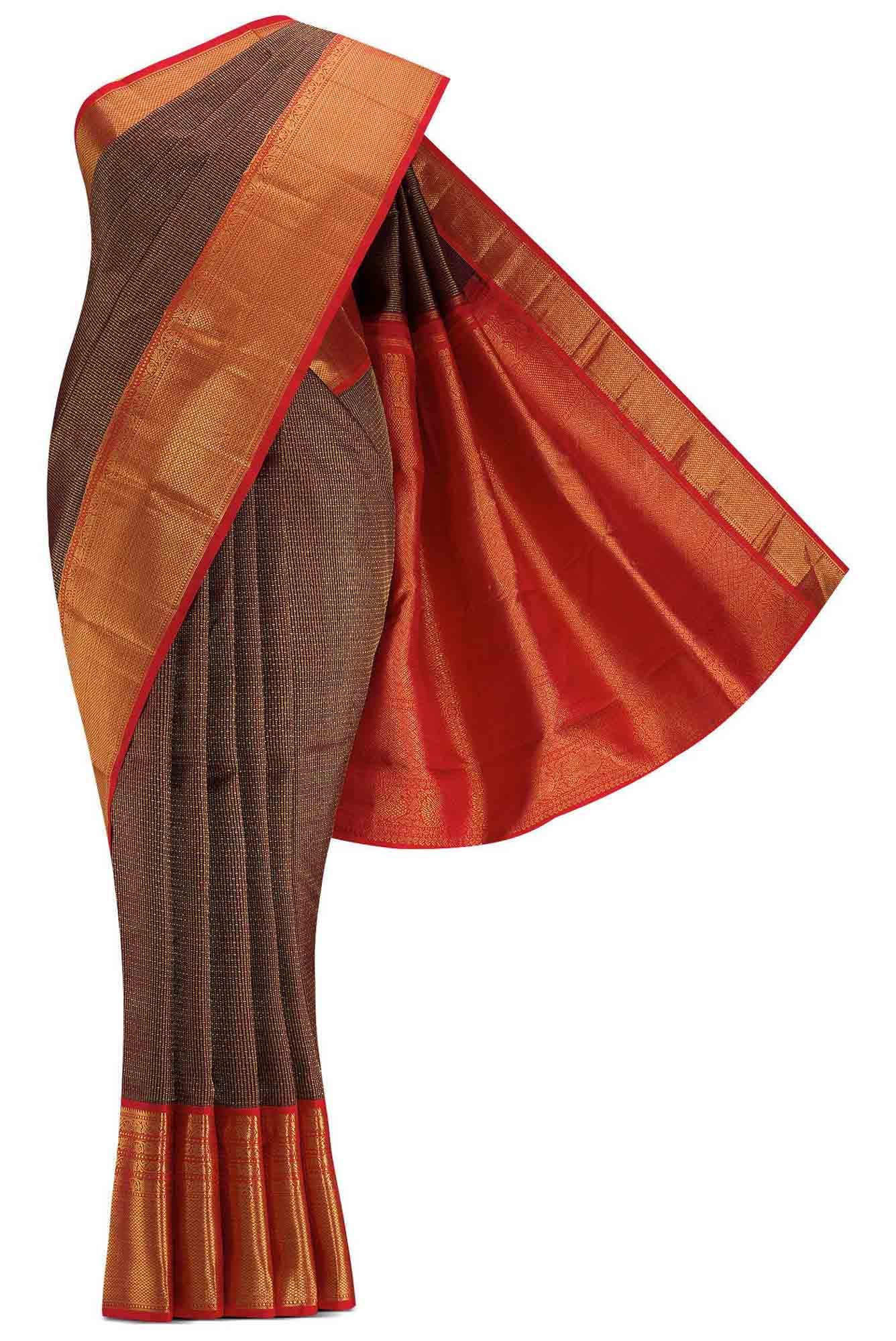 Brown Dual Tone Kanchipuram Silk Saree
