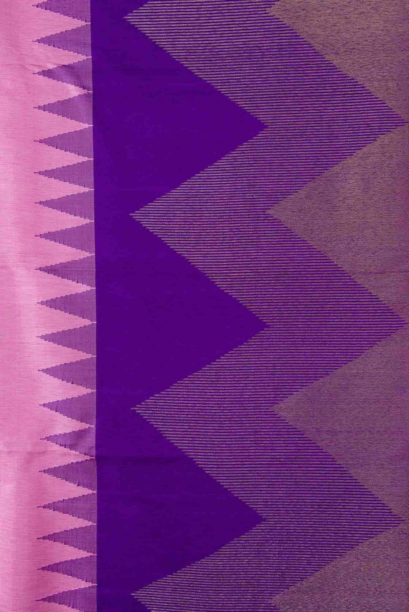 Pure Silk Pure Zari Pink Dual Tone Kanchipuram Saree