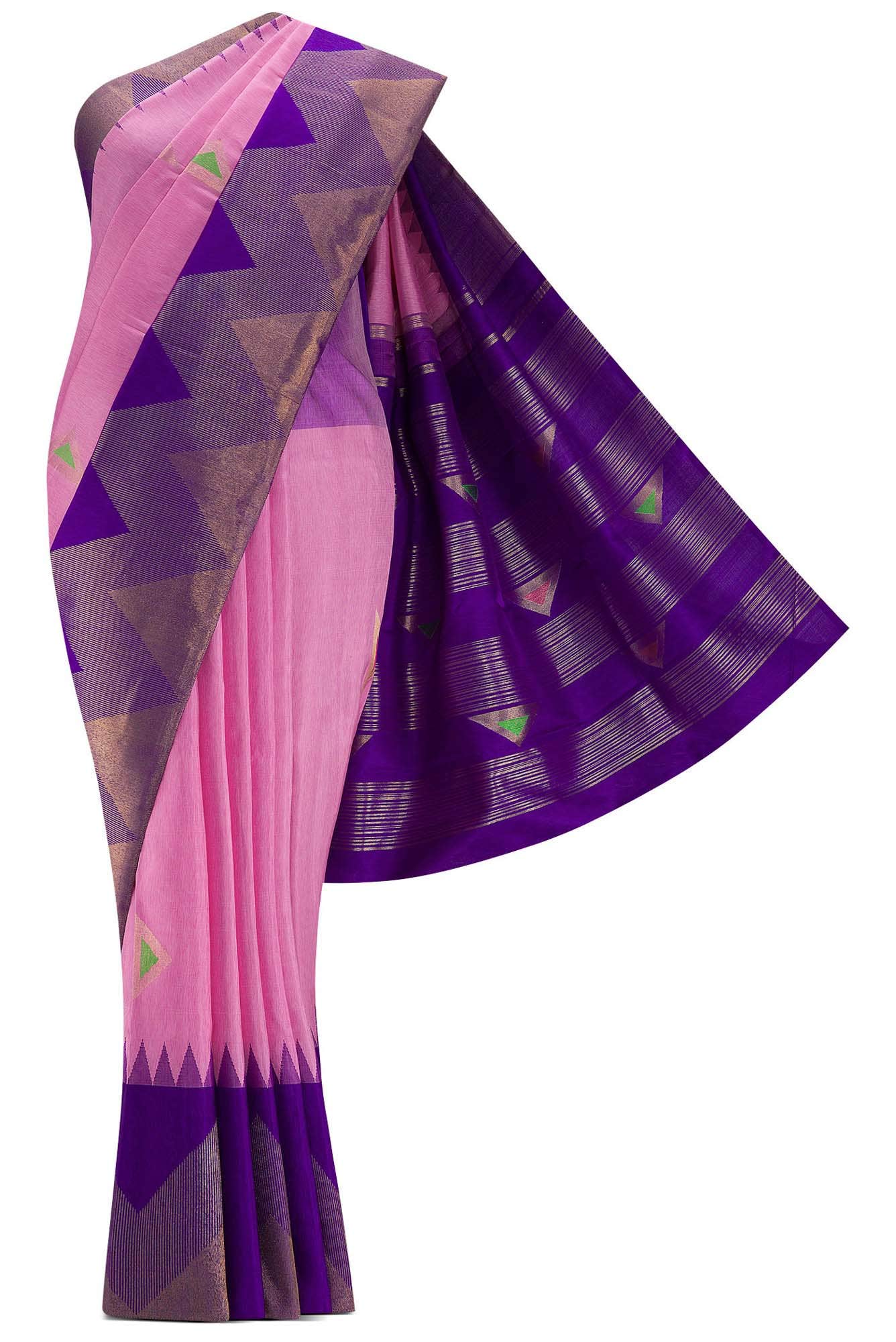 Pure Silk Pure Zari Pink Dual Tone Kanchipuram Saree