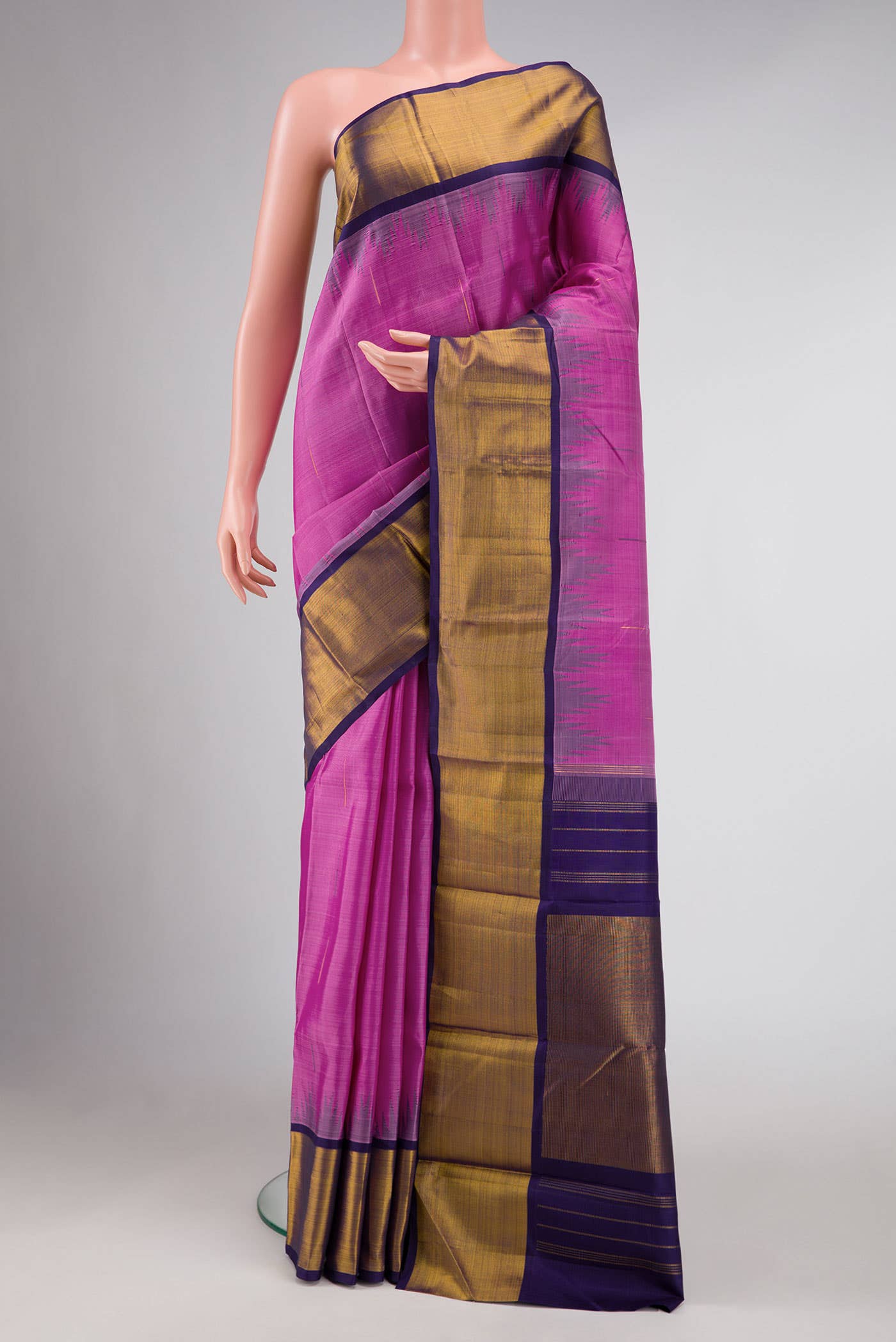 Pink Dual Tone Kanchipuram Silk Saree