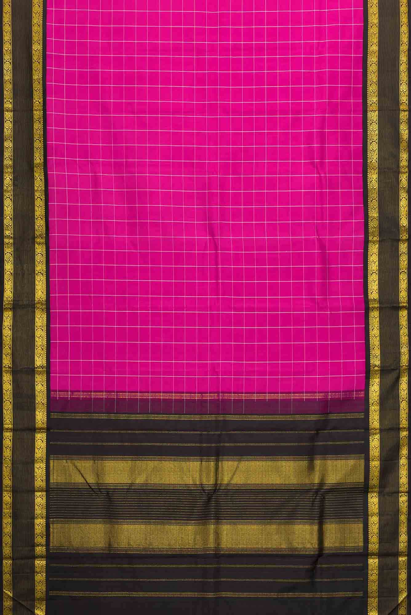 Pure Silk Pure Zari Rani Pink Dual Tone Kanchipuram Saree