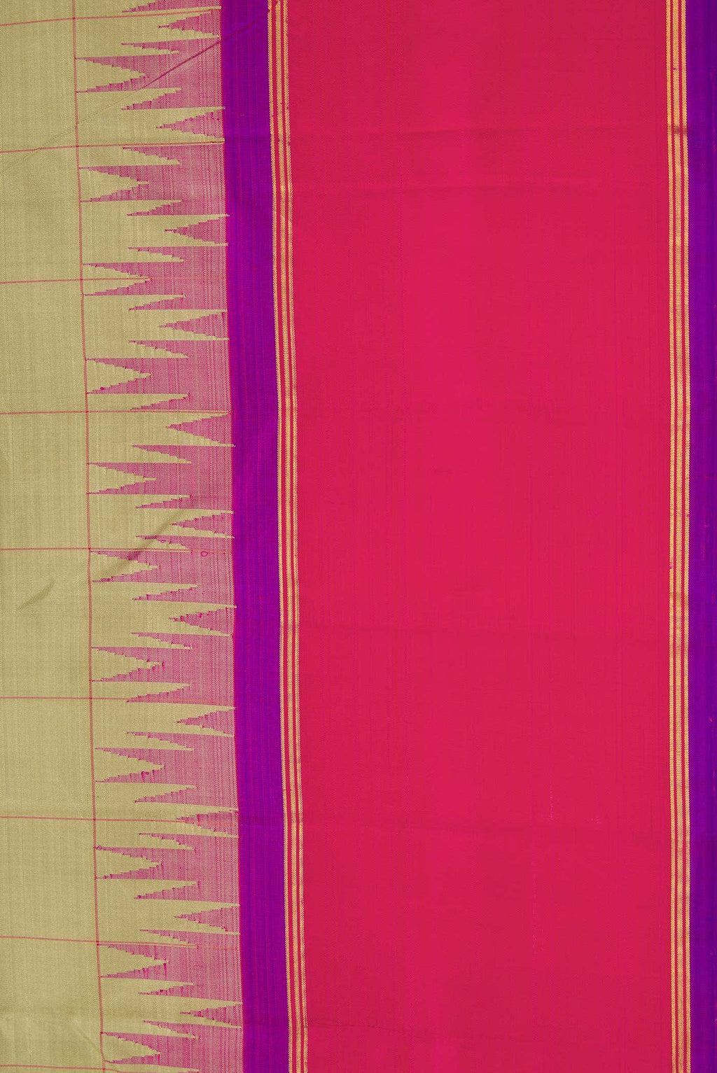 Pure Silk Pure Zari Pista Green Dual Tone Kanchipuram Saree