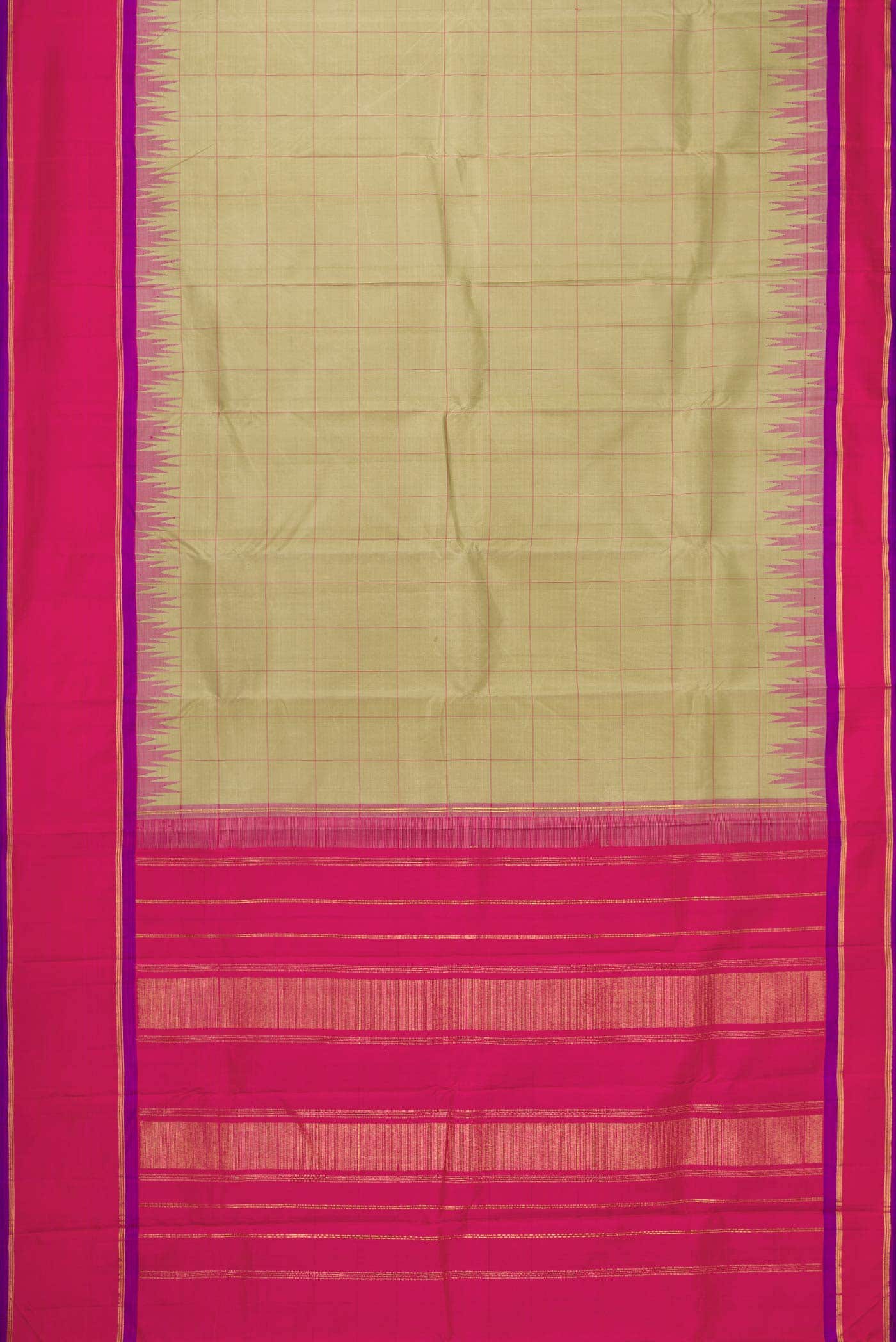 Pure Silk Pure Zari Pista Green Dual Tone Kanchipuram Saree