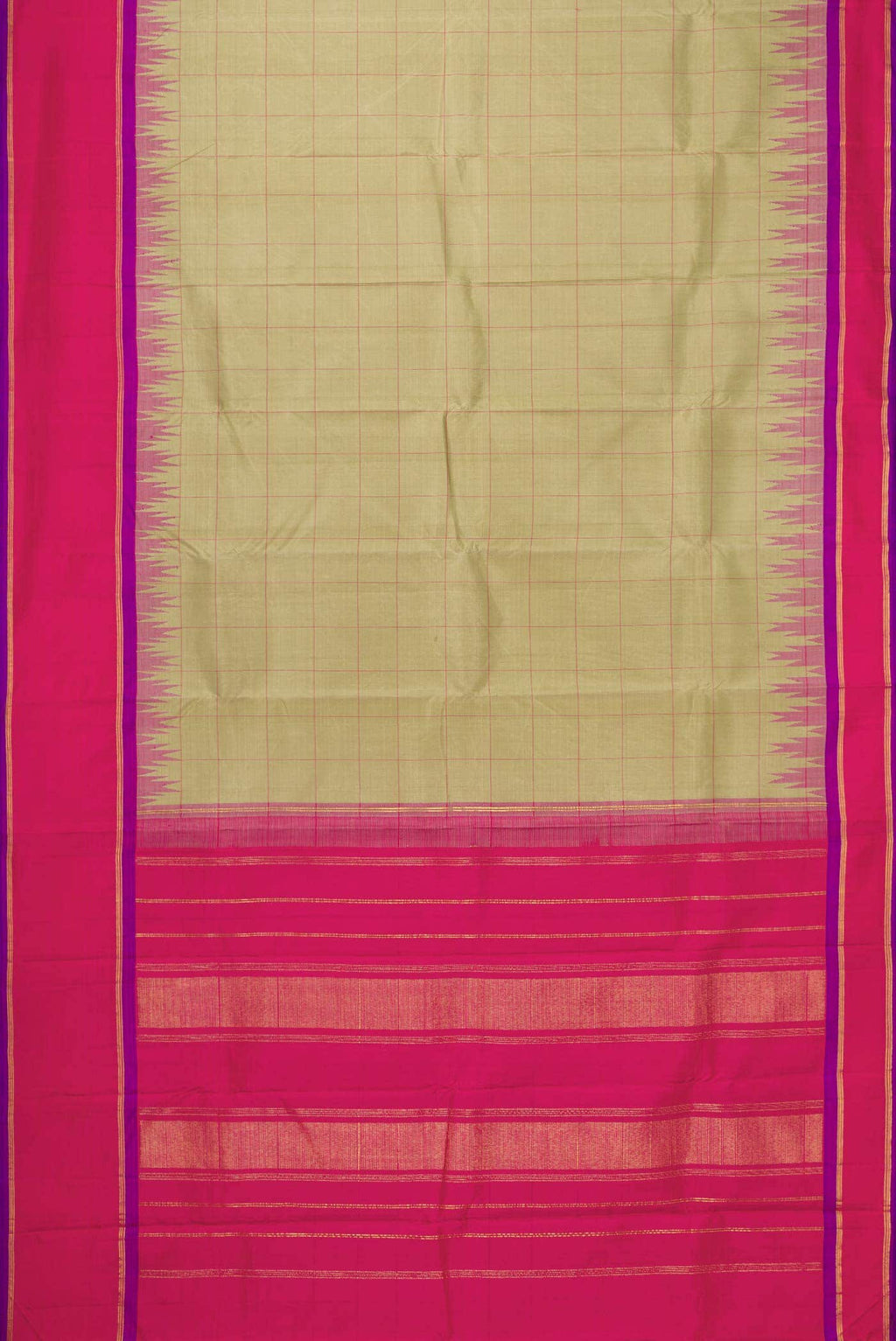 Pure Silk Pure Zari Pista Green Dual Tone Kanchipuram Saree