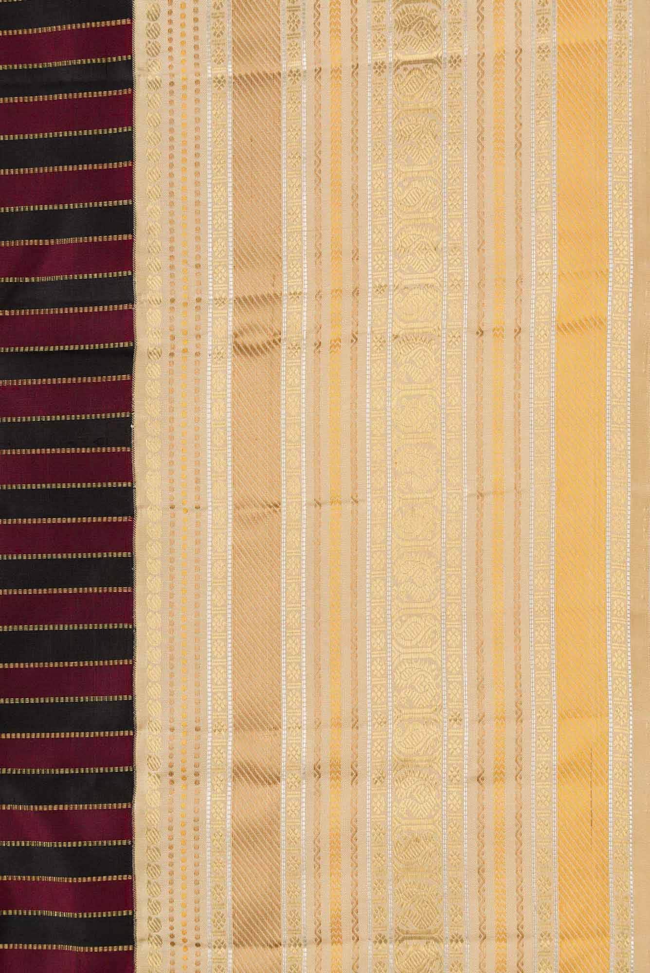 Pure Silk Pure Zari Black and Maroon Dual Tone Kanchipuram Saree
