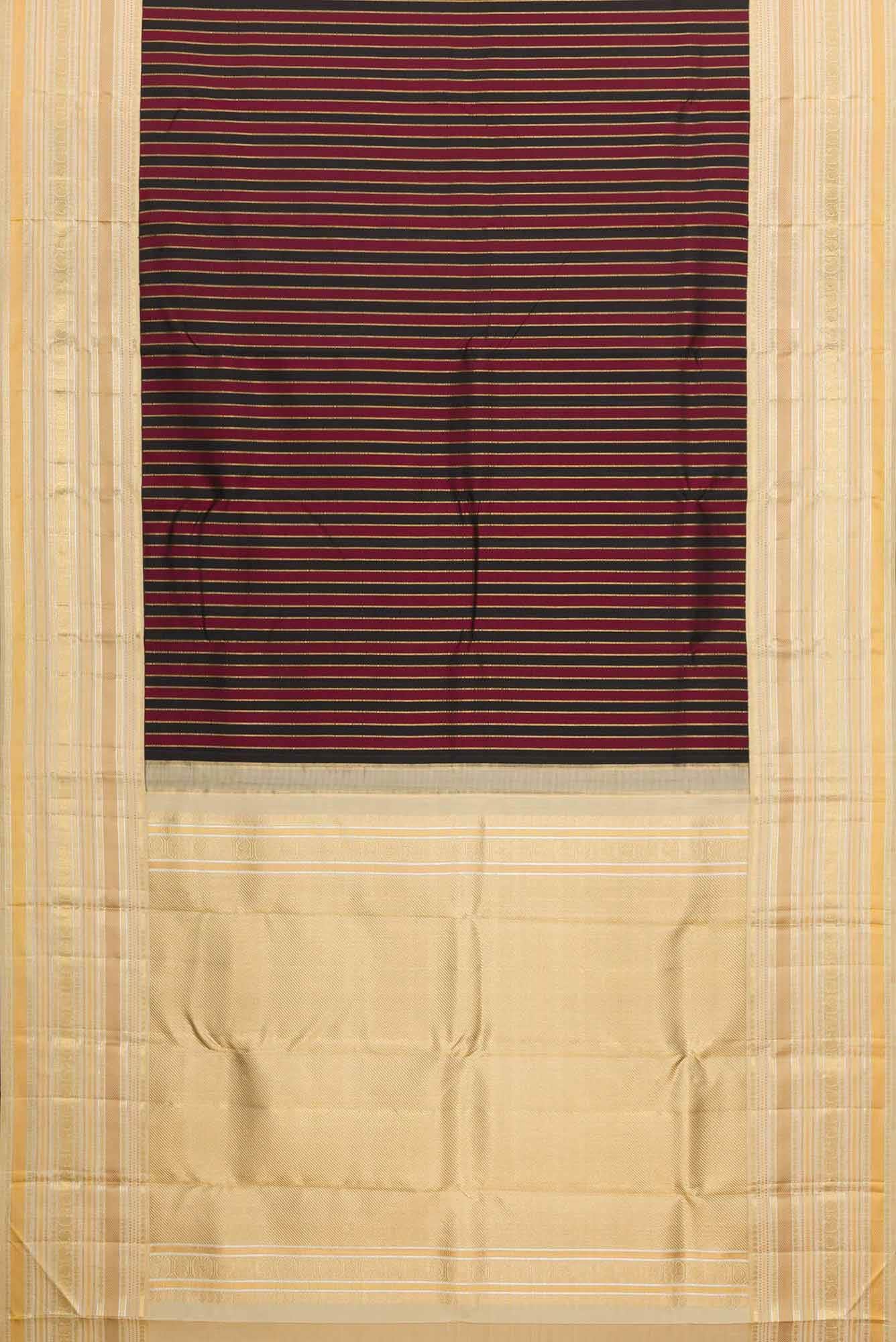 Pure Silk Pure Zari Black and Maroon Dual Tone Kanchipuram Saree
