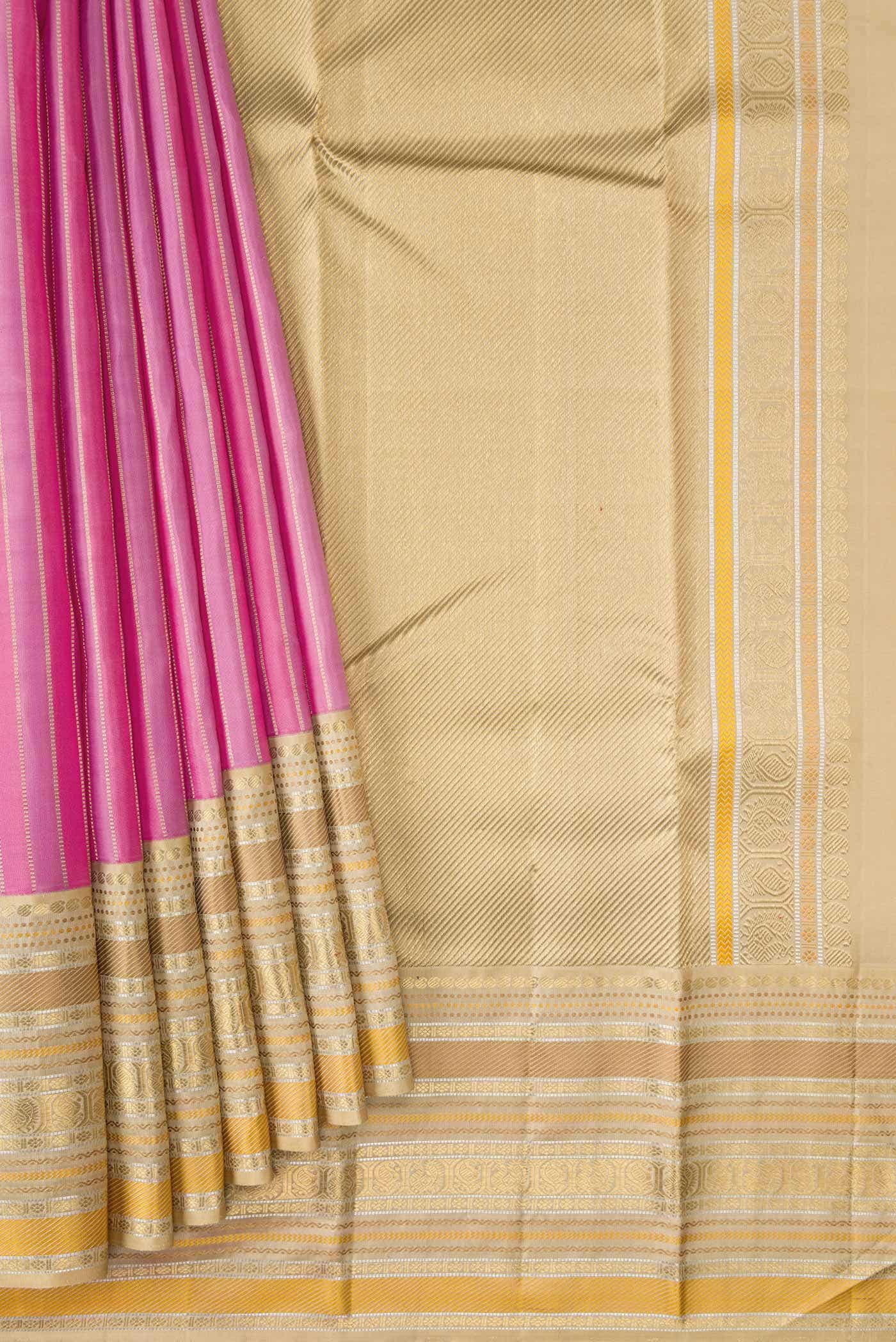 Pure Silk Pure Zari Pink Kanchipuram Saree