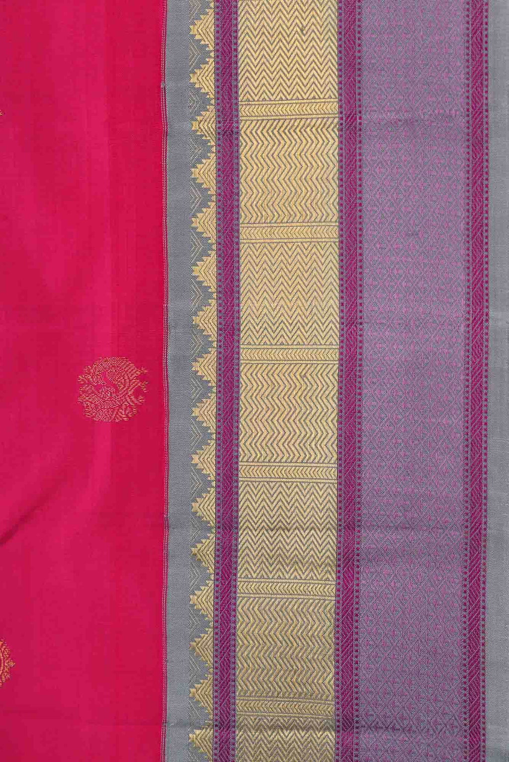 Pure Silk Pure Zari Dark Pink Dual Tone Kanchipuram Saree