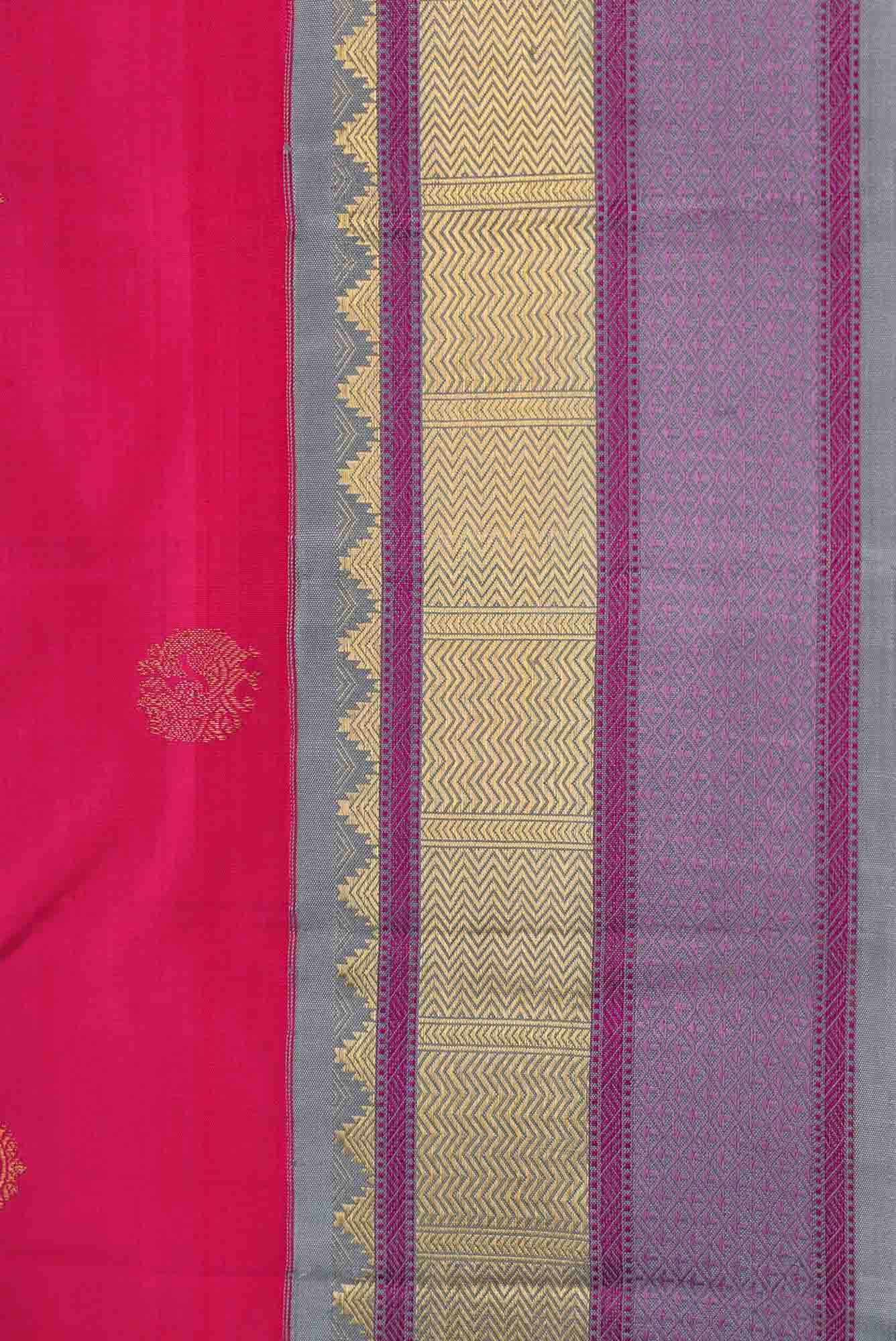 Pure Silk Pure Zari Dark Pink Dual Tone Kanchipuram Saree