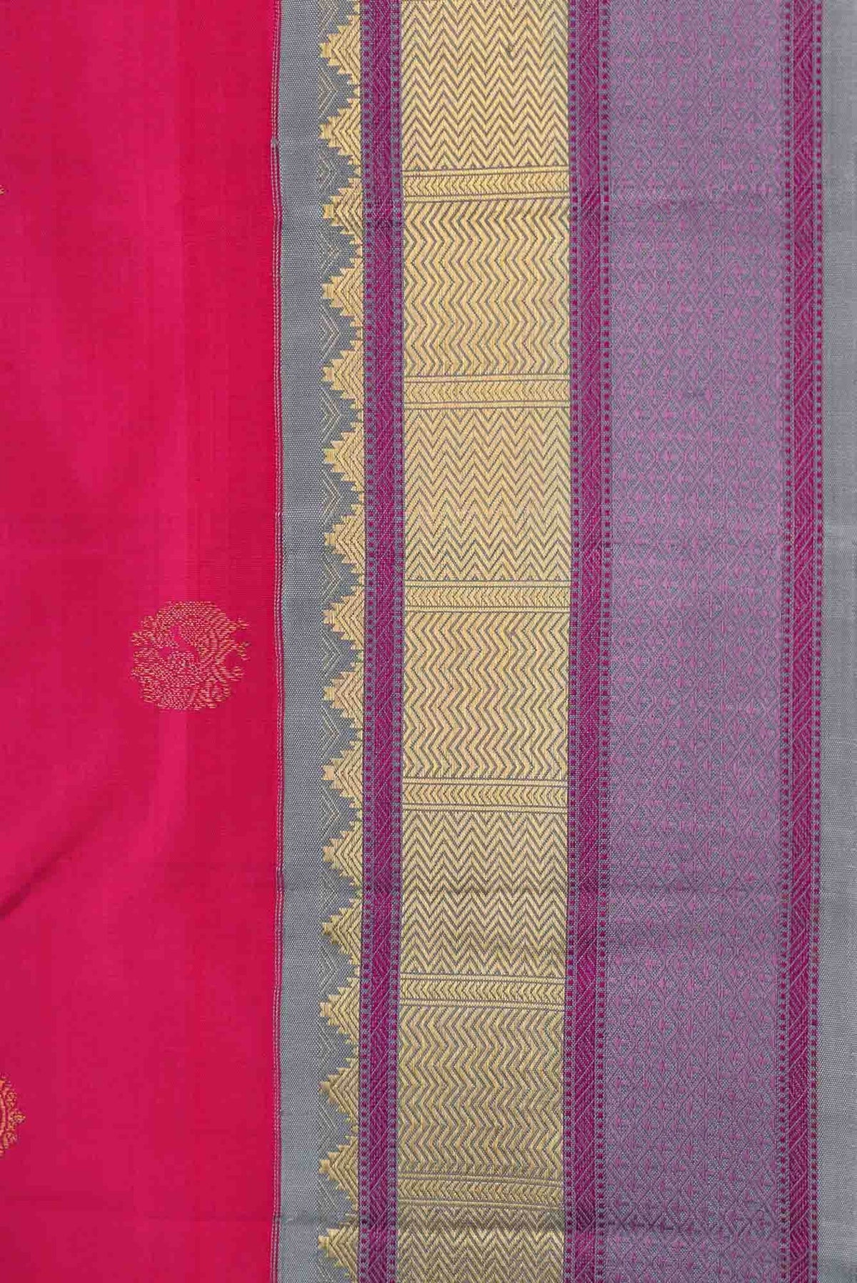 Pure Silk Pure Zari Dark Pink Dual Tone Kanchipuram Saree