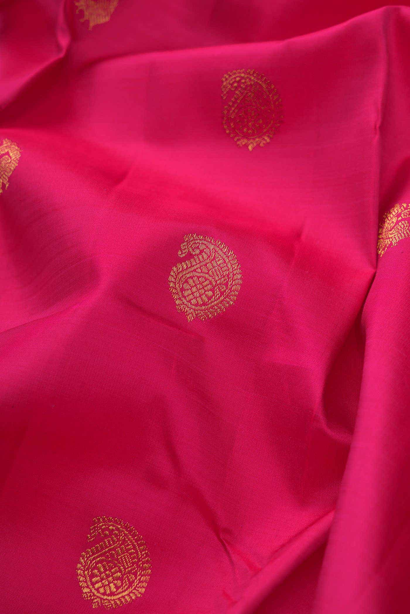 Pure Silk Pure Zari Dark Pink Dual Tone Kanchipuram Saree