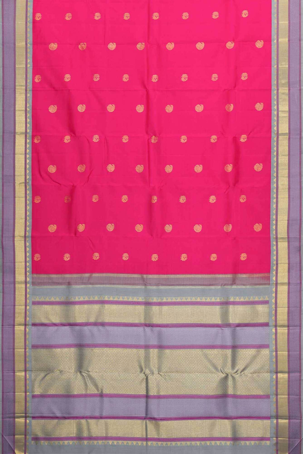Pure Silk Pure Zari Dark Pink Dual Tone Kanchipuram Saree