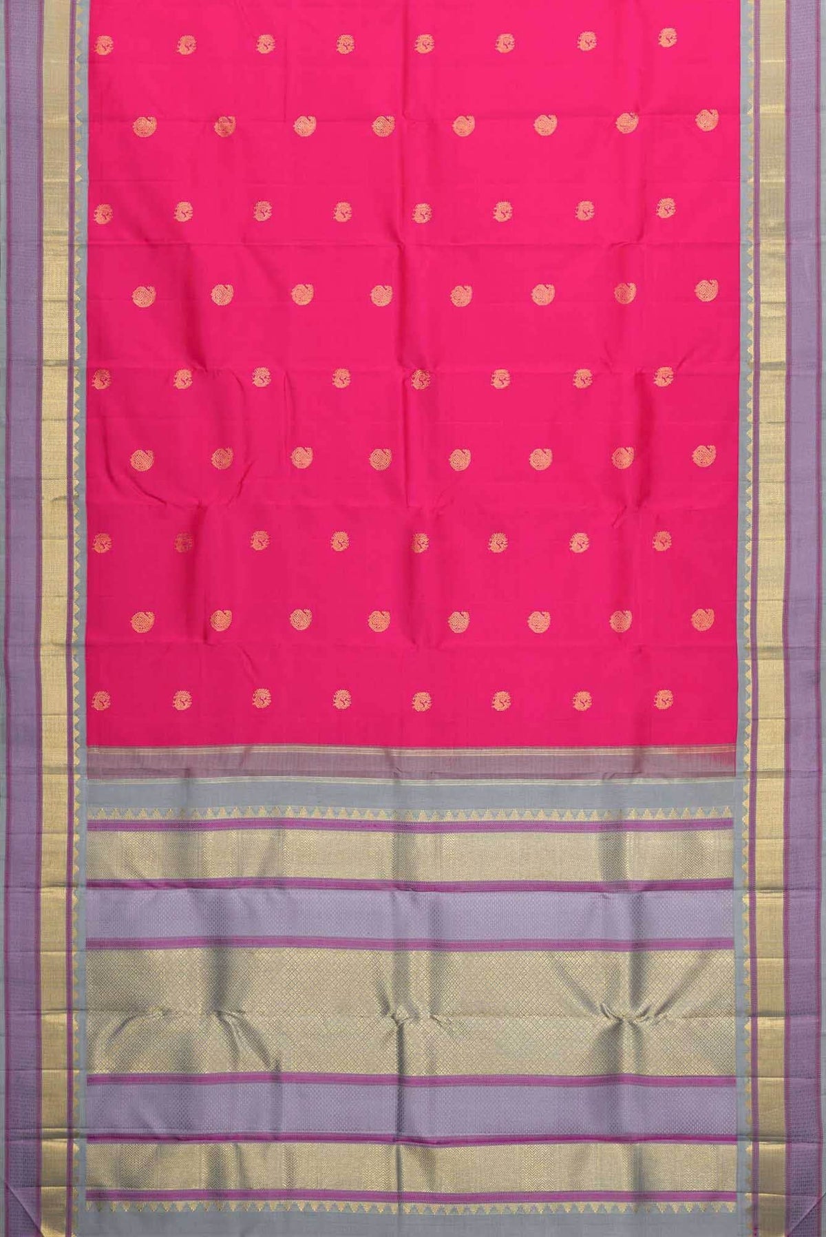 Pure Silk Pure Zari Dark Pink Dual Tone Kanchipuram Saree