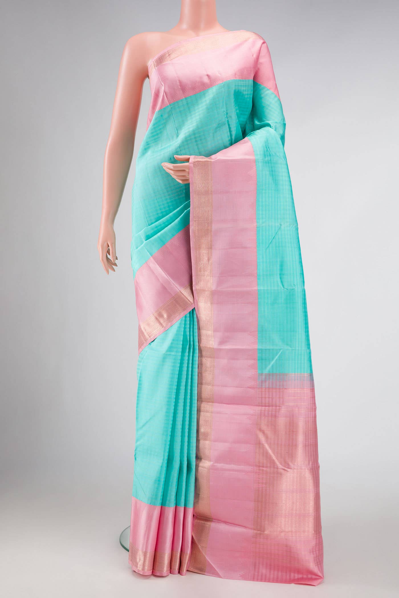 Sky Blue Dual Tone Kanchipuram Silk Saree