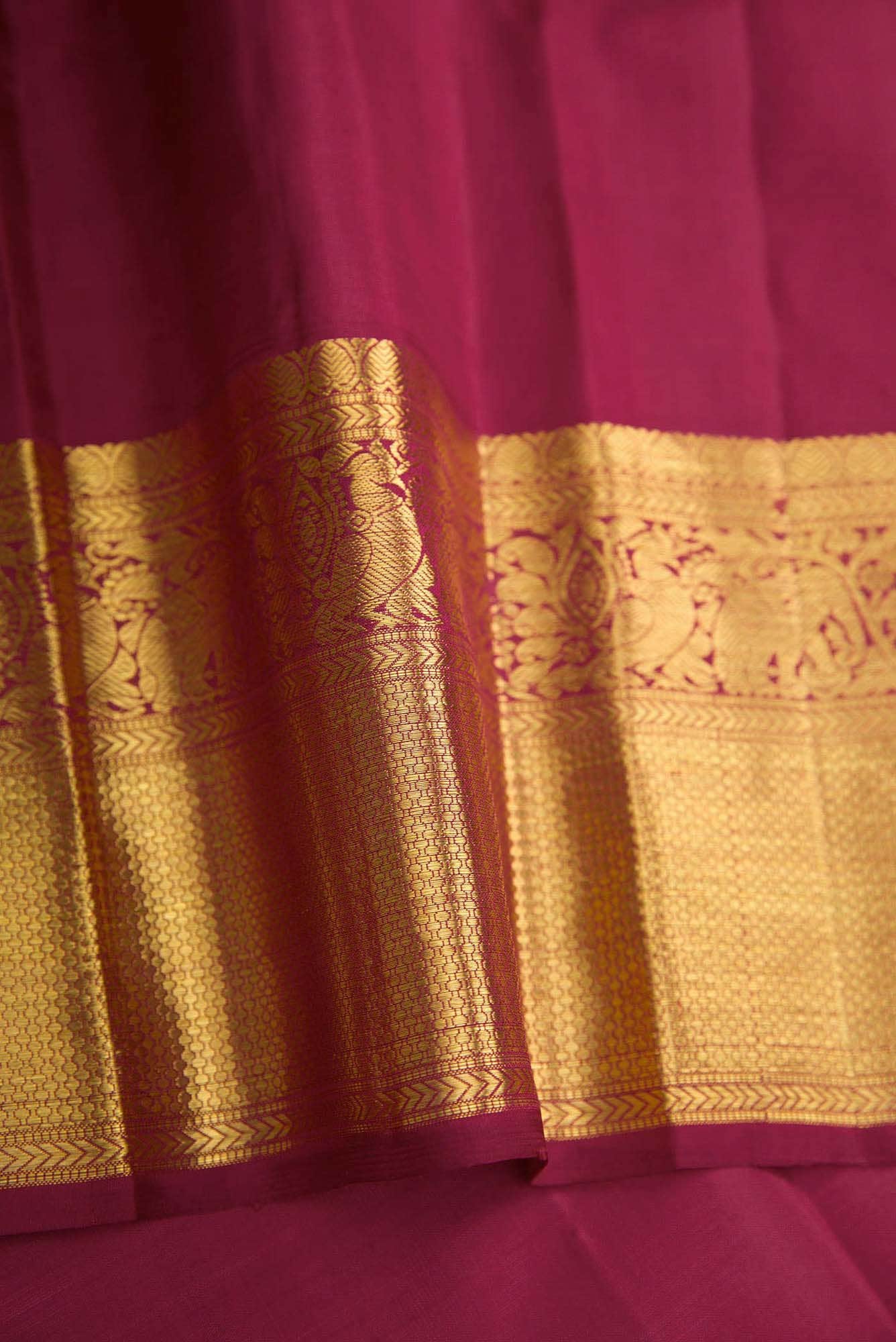 Pure Silk Pure Zari Maroon Dual Tone Kanchipuram Saree