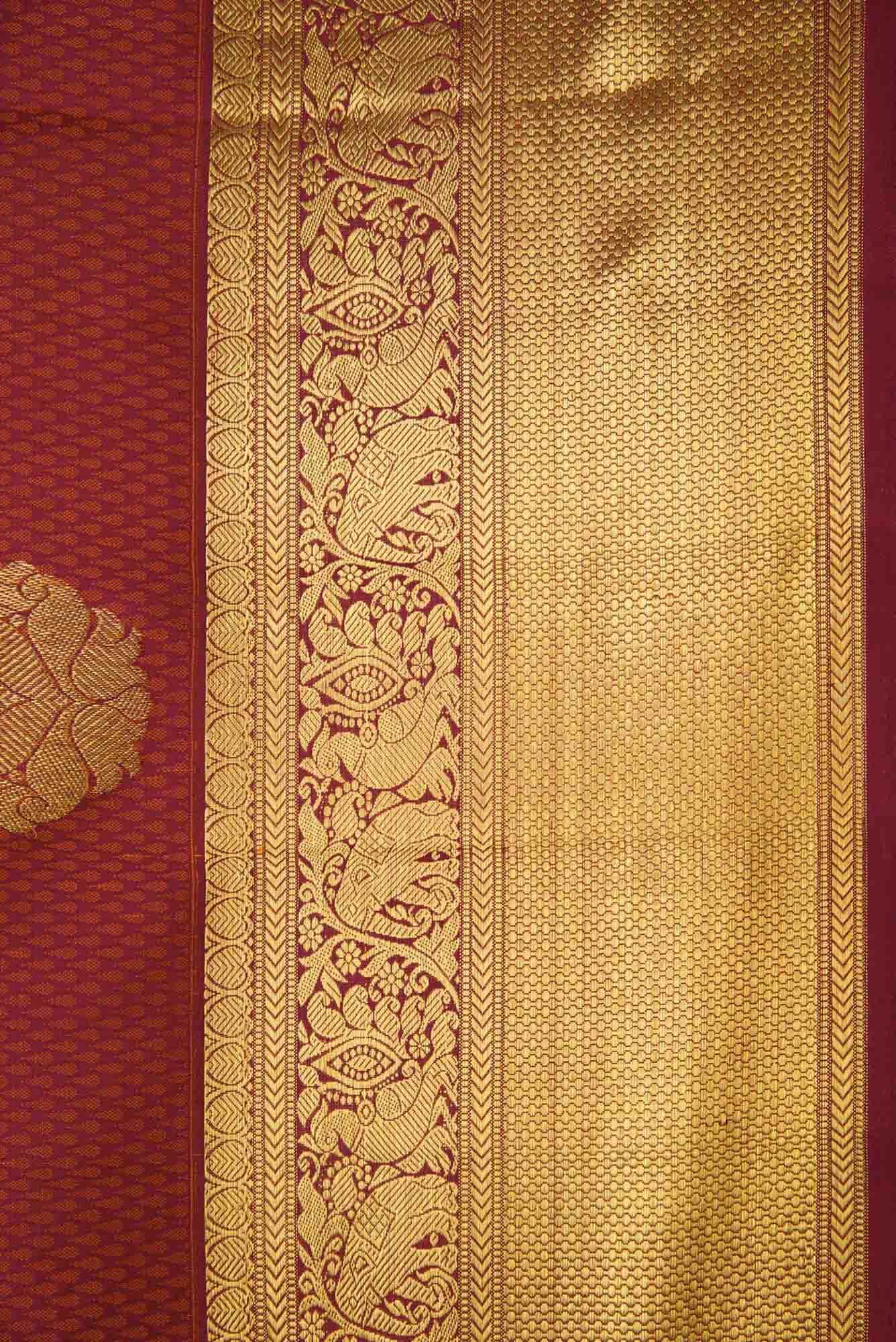Pure Silk Pure Zari Maroon Dual Tone Kanchipuram Saree