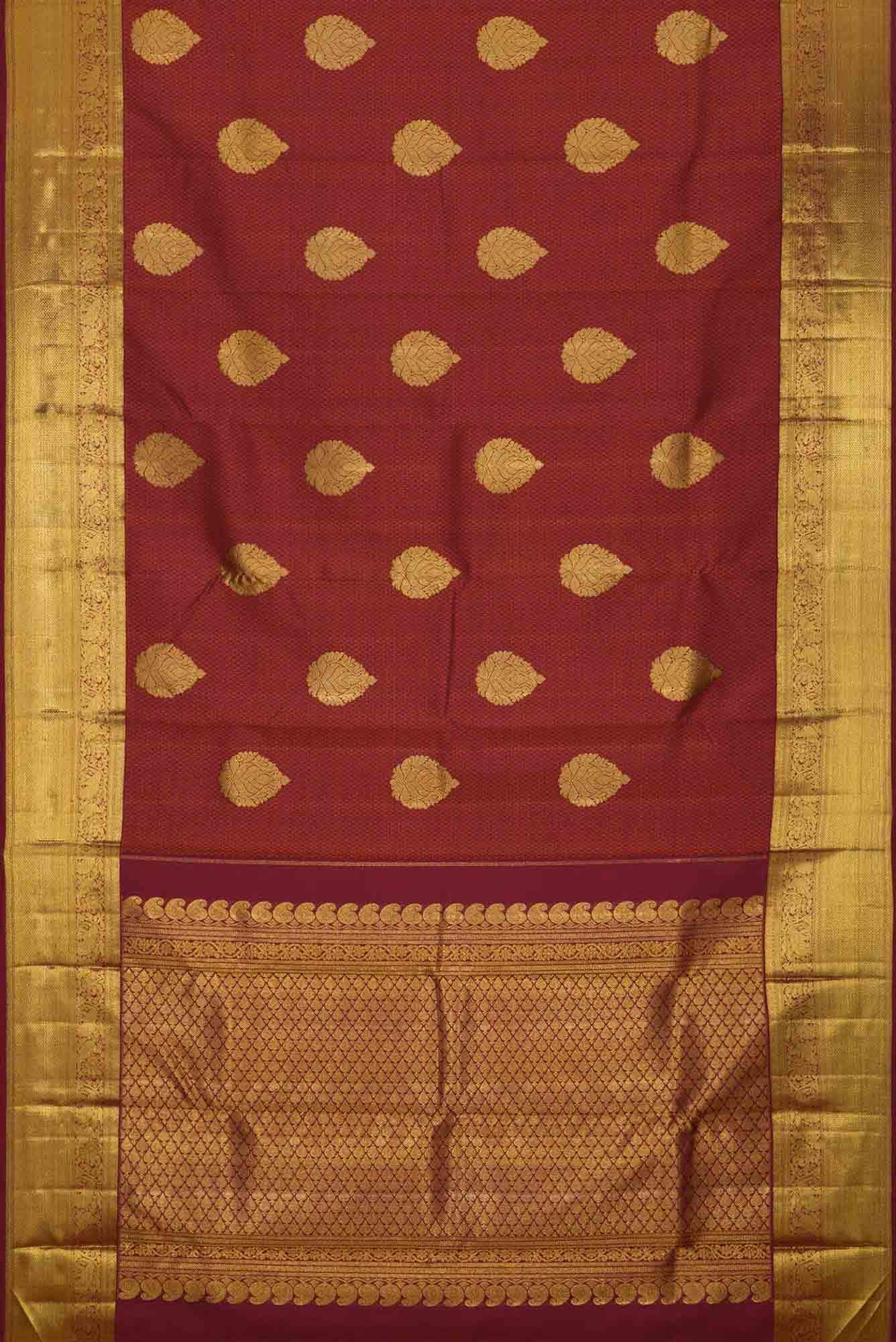 Pure Silk Pure Zari Maroon Dual Tone Kanchipuram Saree