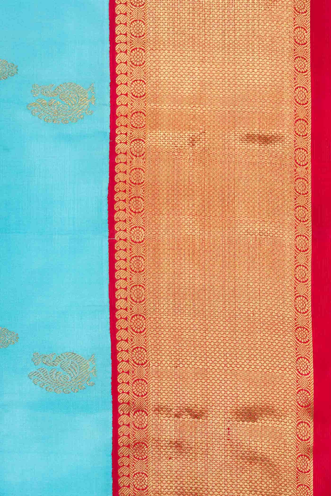 Pure Silk Pure Zari Sky Blue Kanchipuram Saree