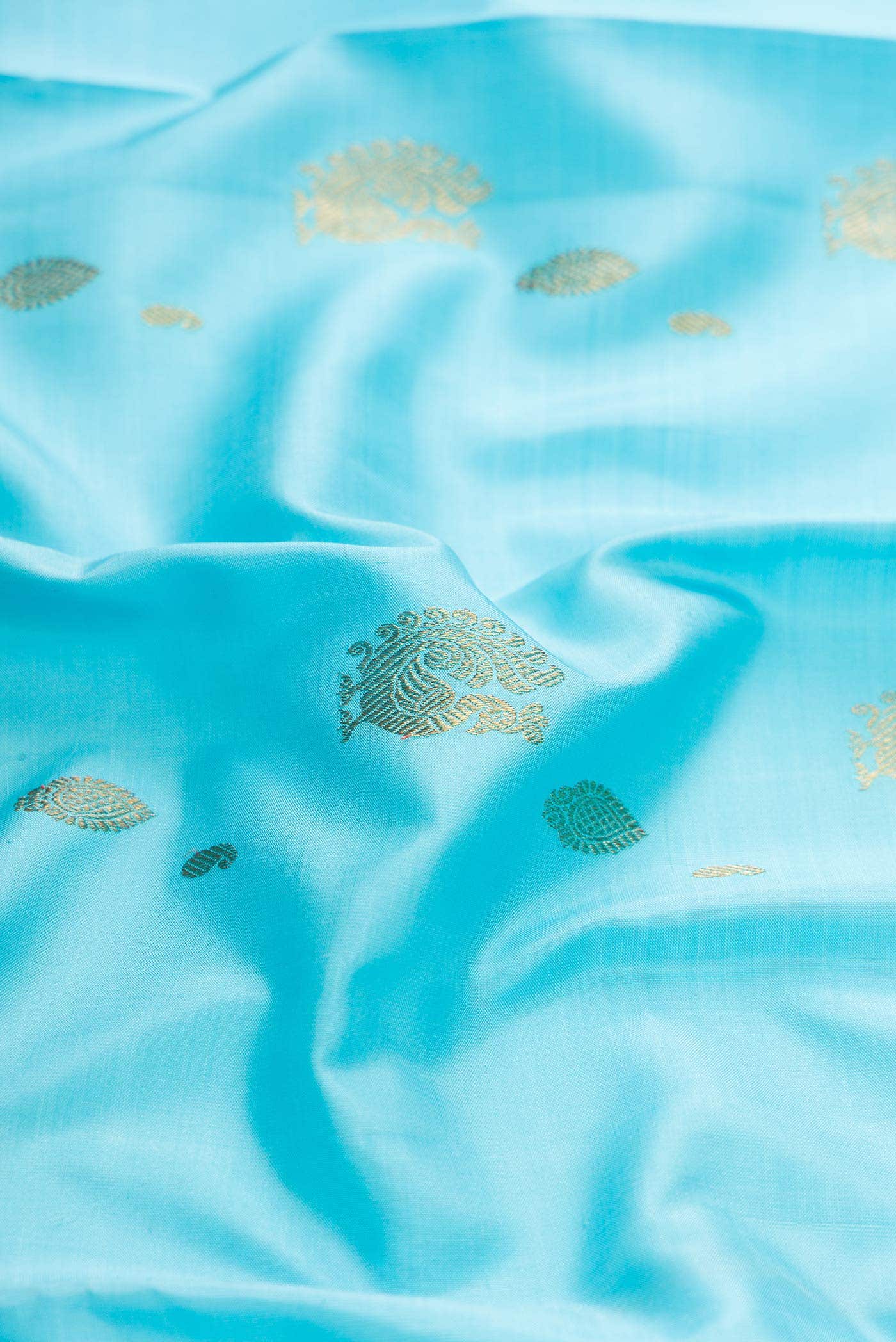 Pure Silk Pure Zari Sky Blue Kanchipuram Saree