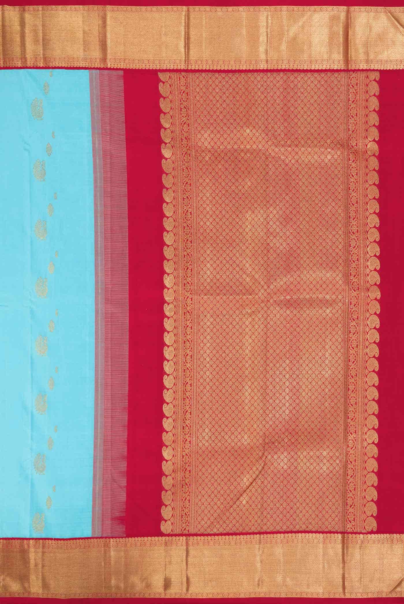 Pure Silk Pure Zari Sky Blue Kanchipuram Saree