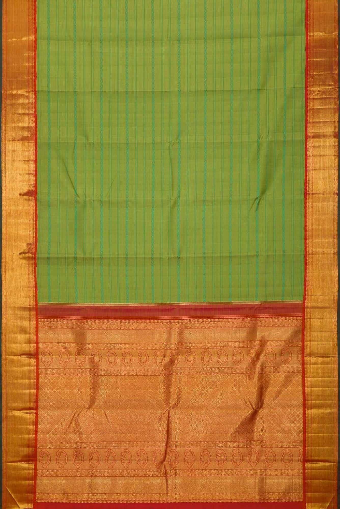 Pure Silk Pure Zari Green Dual Tone Kanchipuram Saree