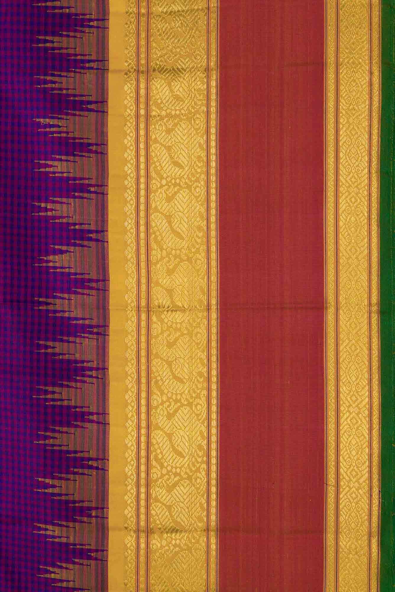 Pure Silk Pure Zari Royal Blue and Purple Dual Tone Kanchipuram Saree