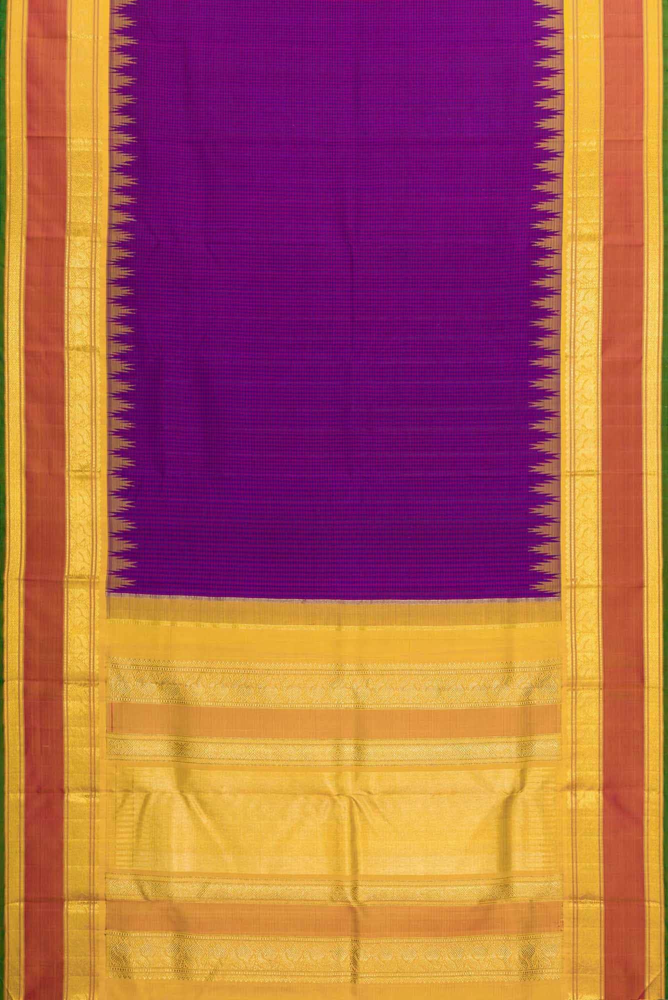 Pure Silk Pure Zari Royal Blue and Purple Dual Tone Kanchipuram Saree