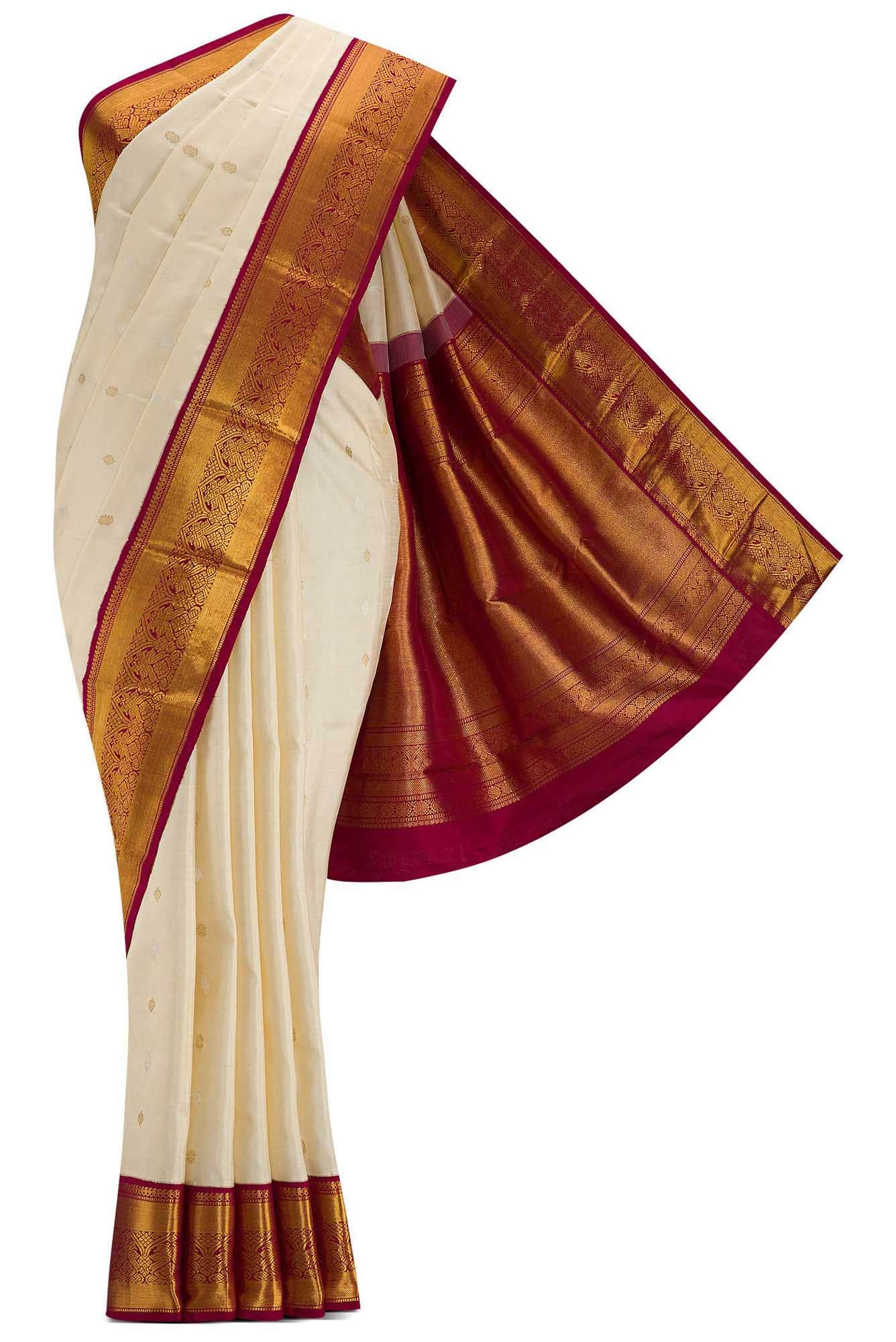 Pure Silk Pure Zari Sandal Dual Tone Kanchipuram Saree