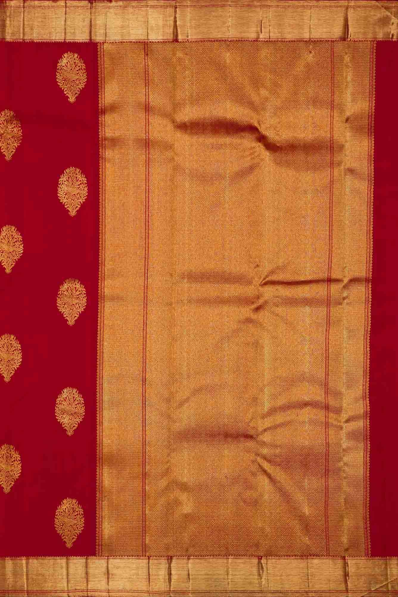 Pure Silk Pure Zari Red Dual Tone Kanchipuram Saree