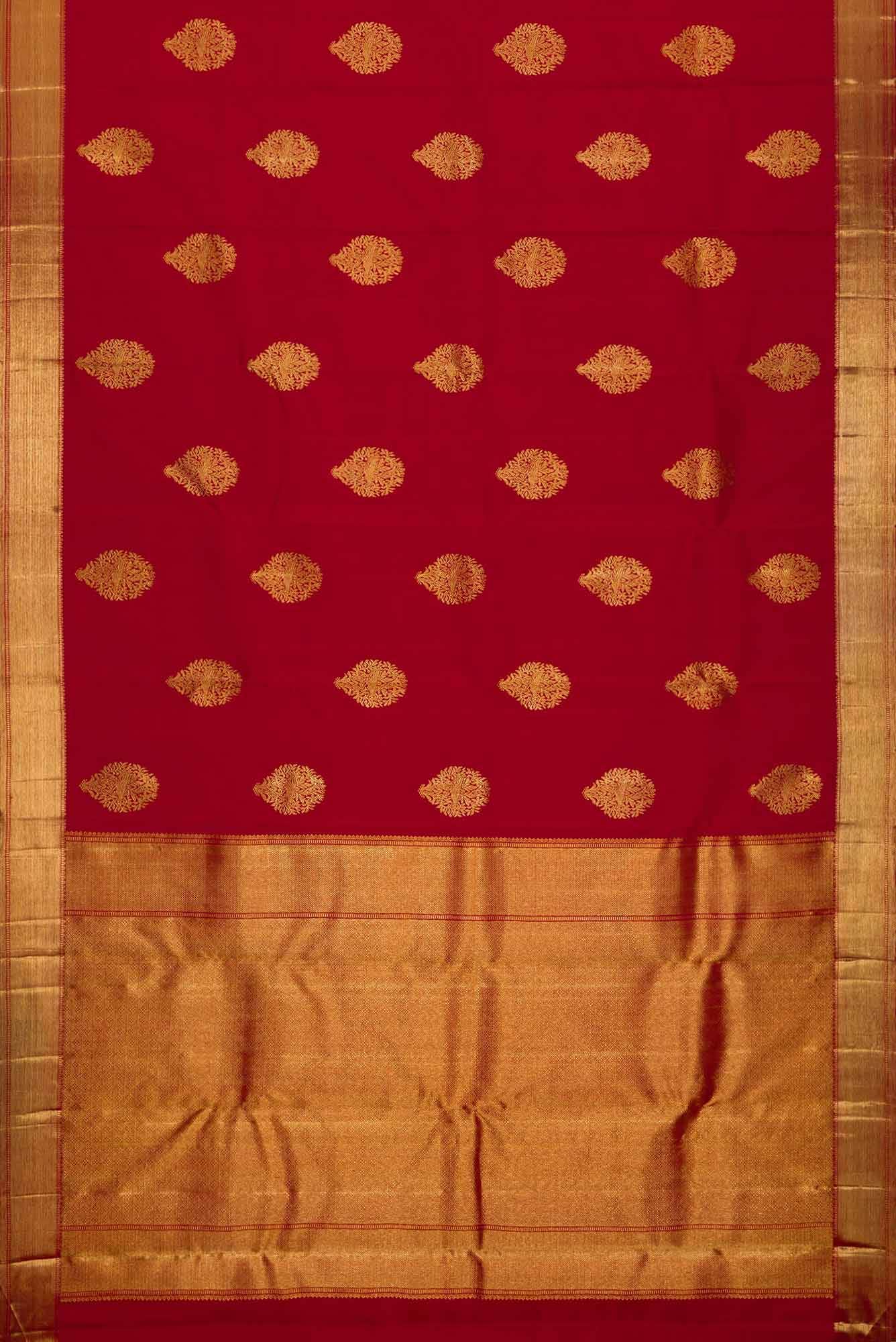 Pure Silk Pure Zari Red Dual Tone Kanchipuram Saree