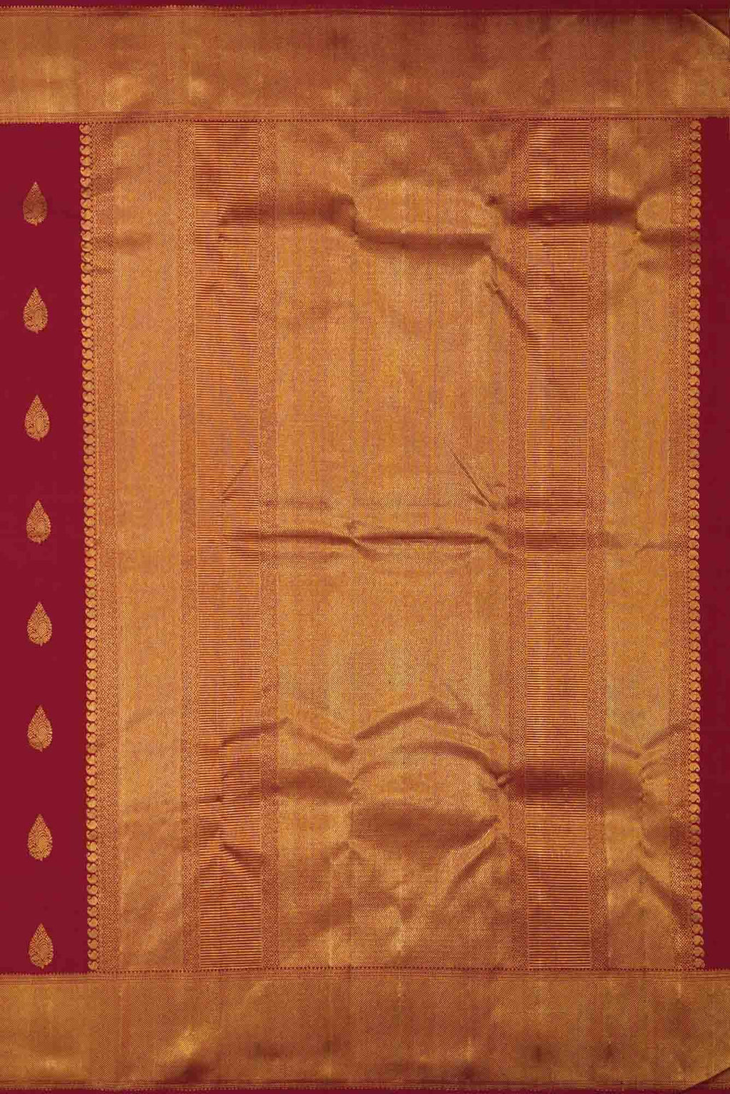 Pure Silk Pure Zari Maroon Dual Tone Kanchipuram Saree