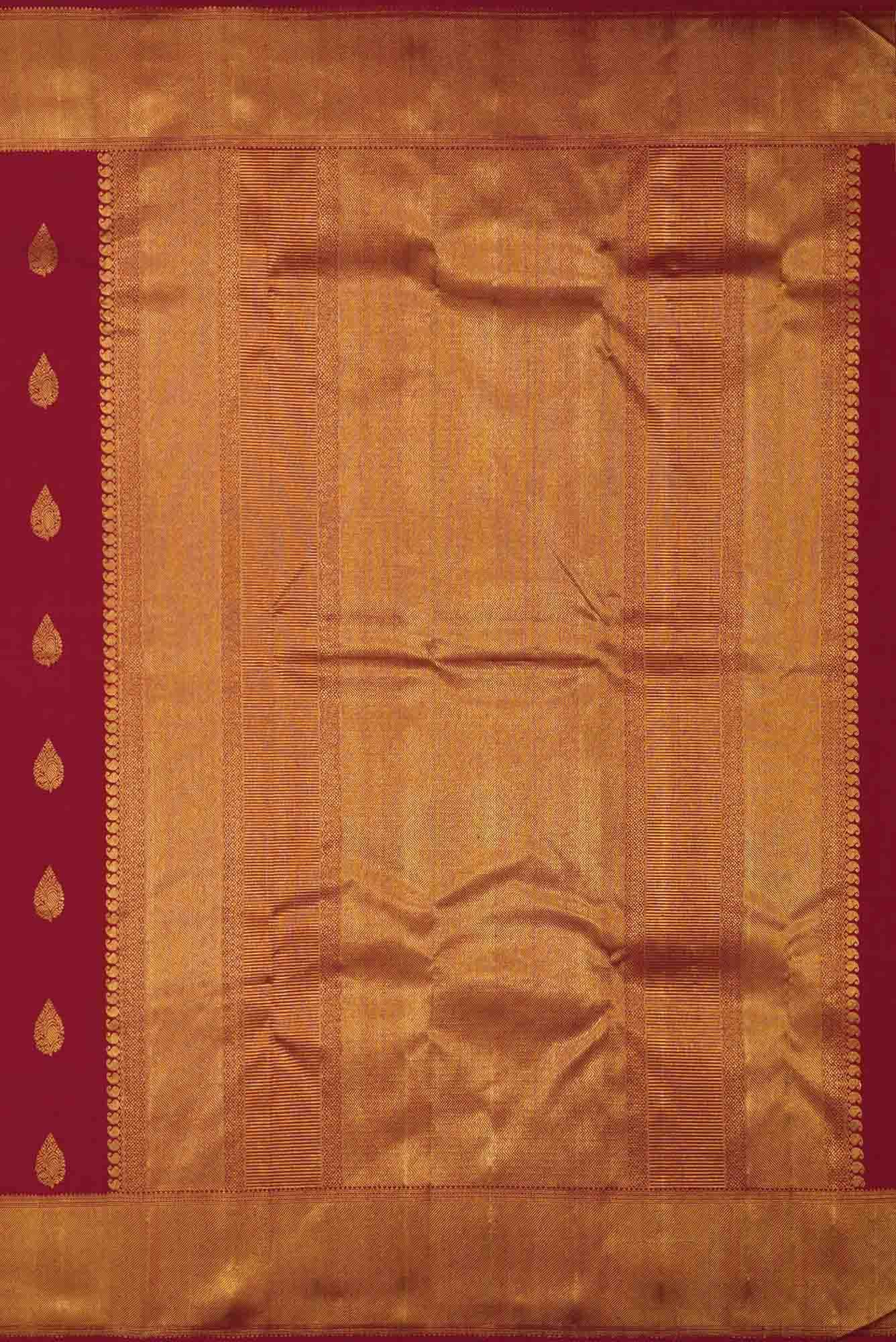 Pure Silk Pure Zari Maroon Dual Tone Kanchipuram Saree