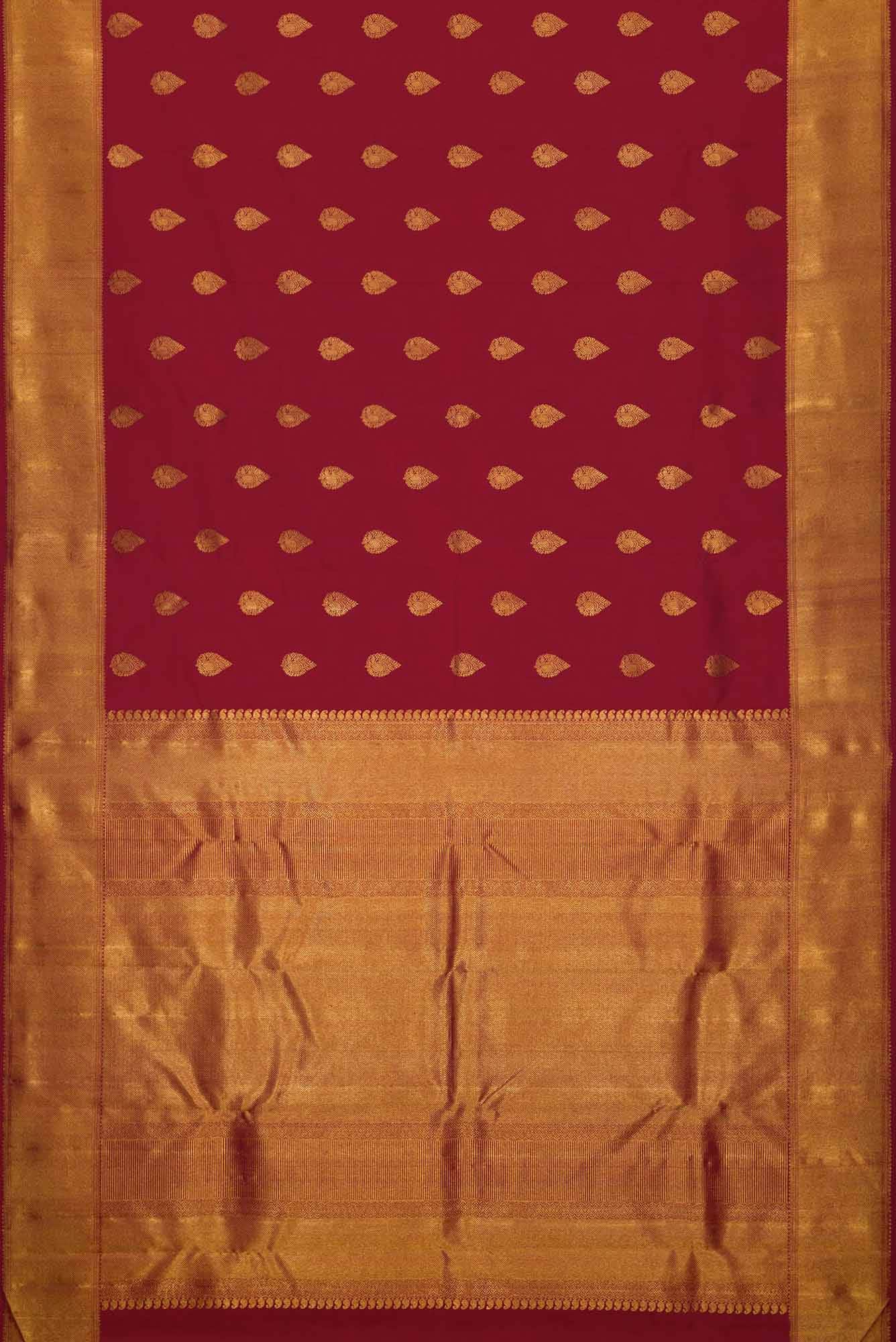 Pure Silk Pure Zari Maroon Dual Tone Kanchipuram Saree