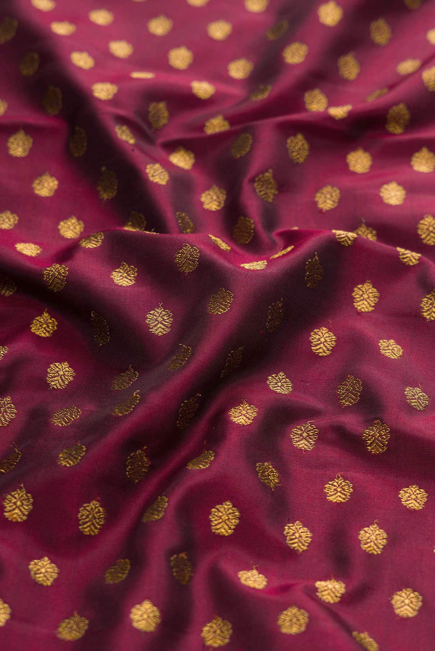 Pure Silk Pure Zari Maroon Dual Tone Kanchipuram Saree