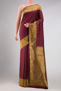 Pure Silk Pure Zari Maroon Dual Tone Kanjivaram Saree