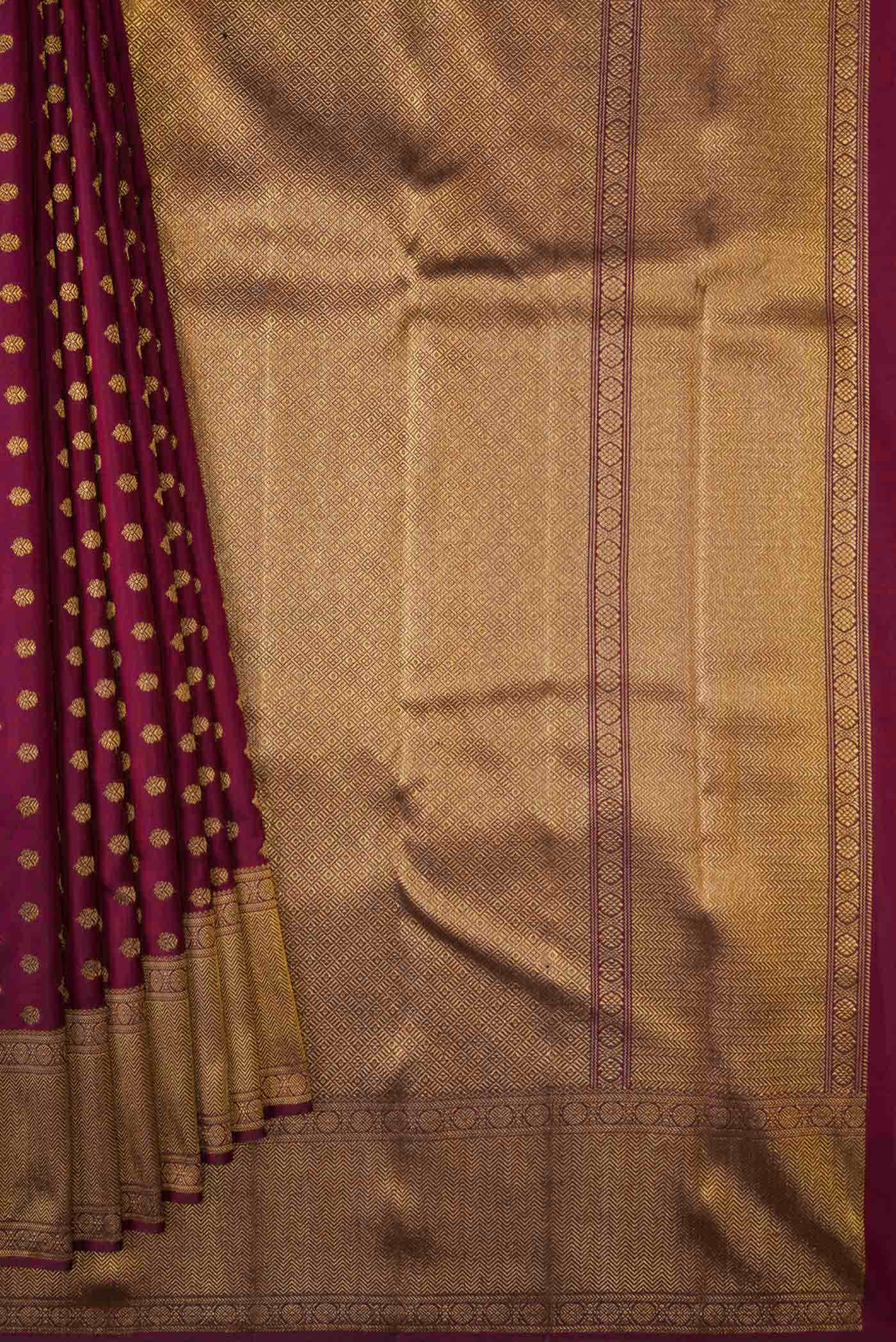 Pure Silk Pure Zari Maroon Dual Tone Kanjivaram Saree
