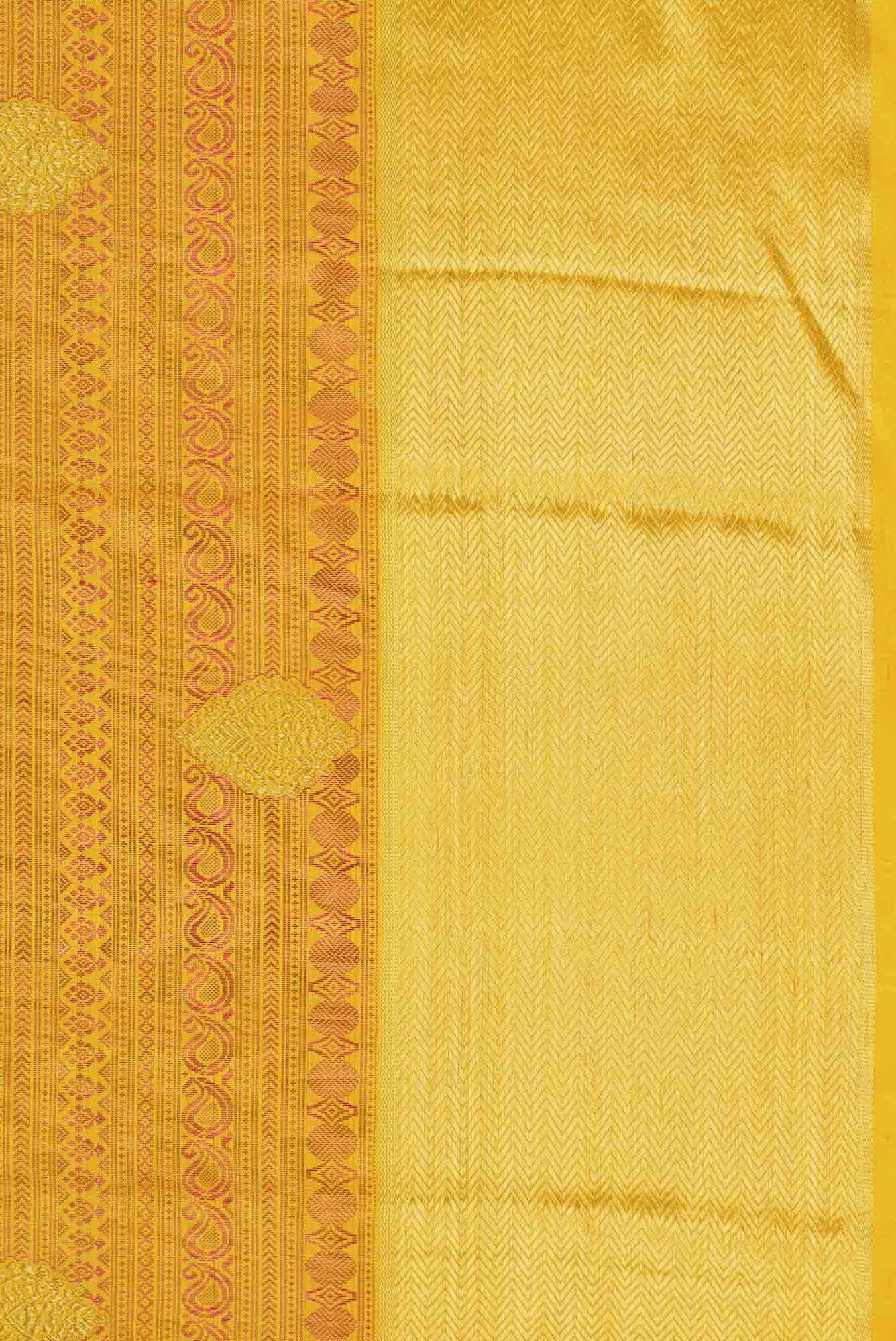 Pure Silk Pure Zari Mustard Dual Tone Kanchipuram Saree